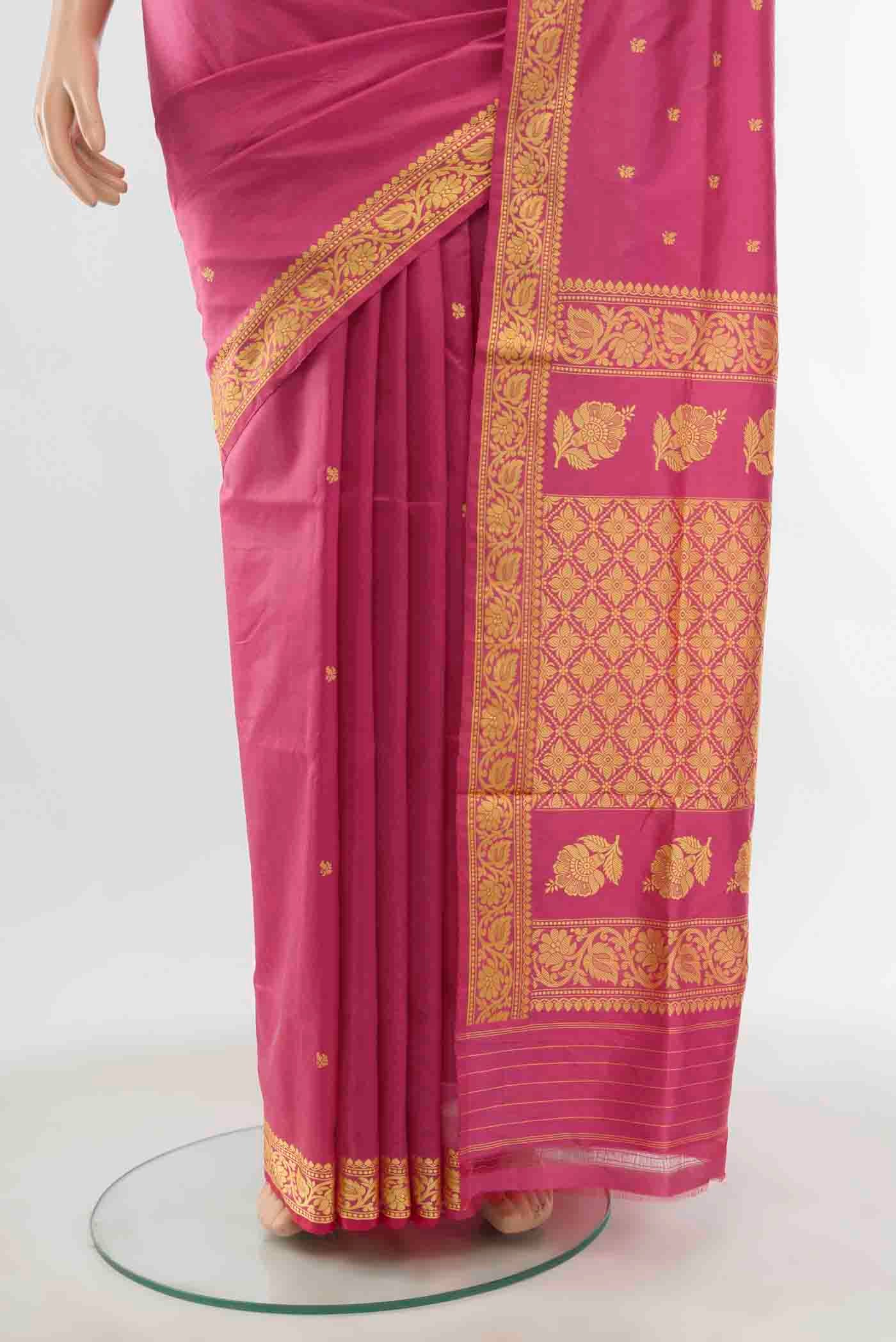Rose pink Banarasi Katan Silk Saree - Image 3