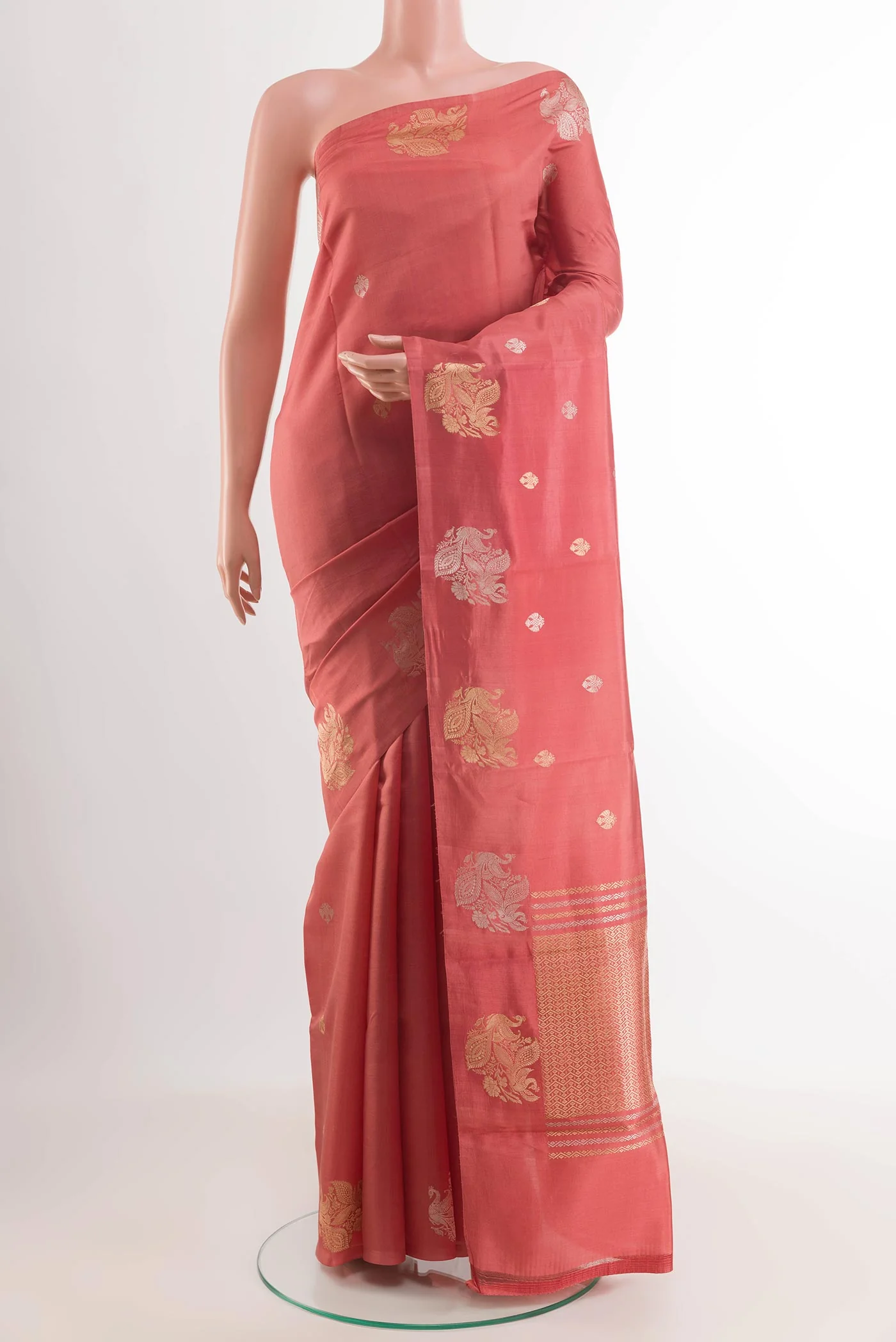 Coral Banarasi Katan Silk Saree