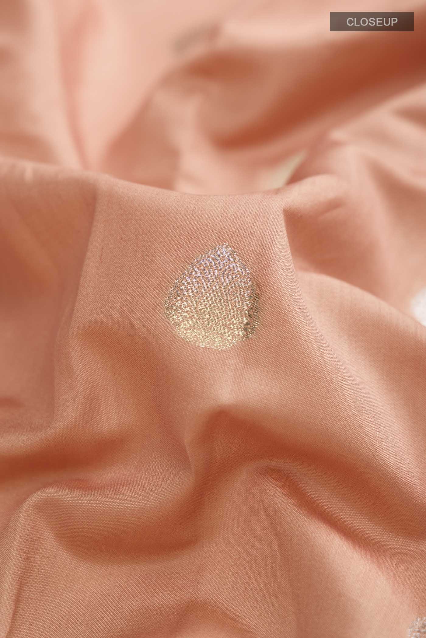 Peach Banarasi Raw Silk Saree - Image 2