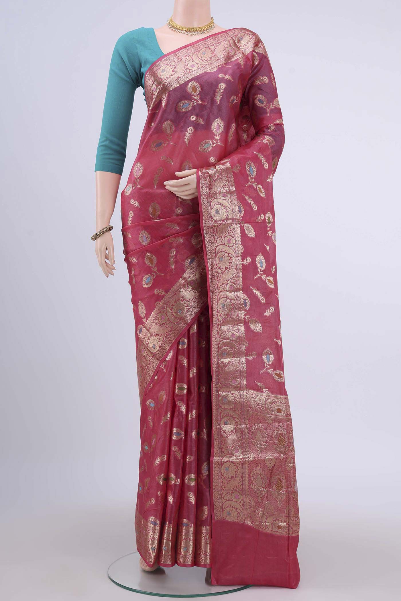 Peach Banarasi Raw Silk Saree