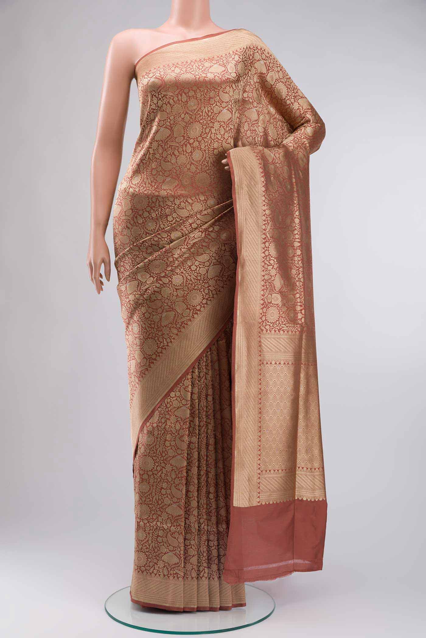 Peach Banarasi Silk Saree