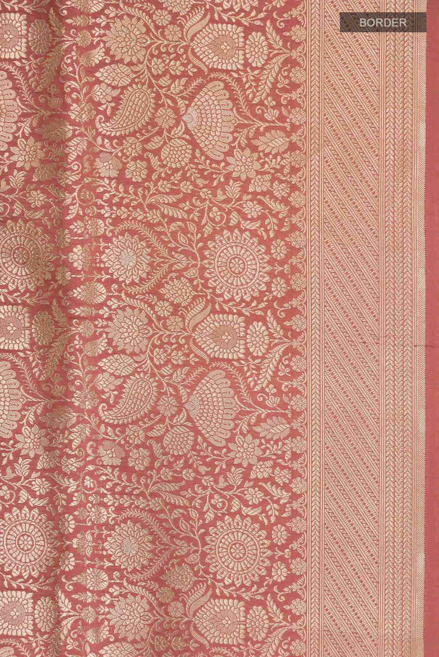 Peach Banarasi Silk Saree - Image 3