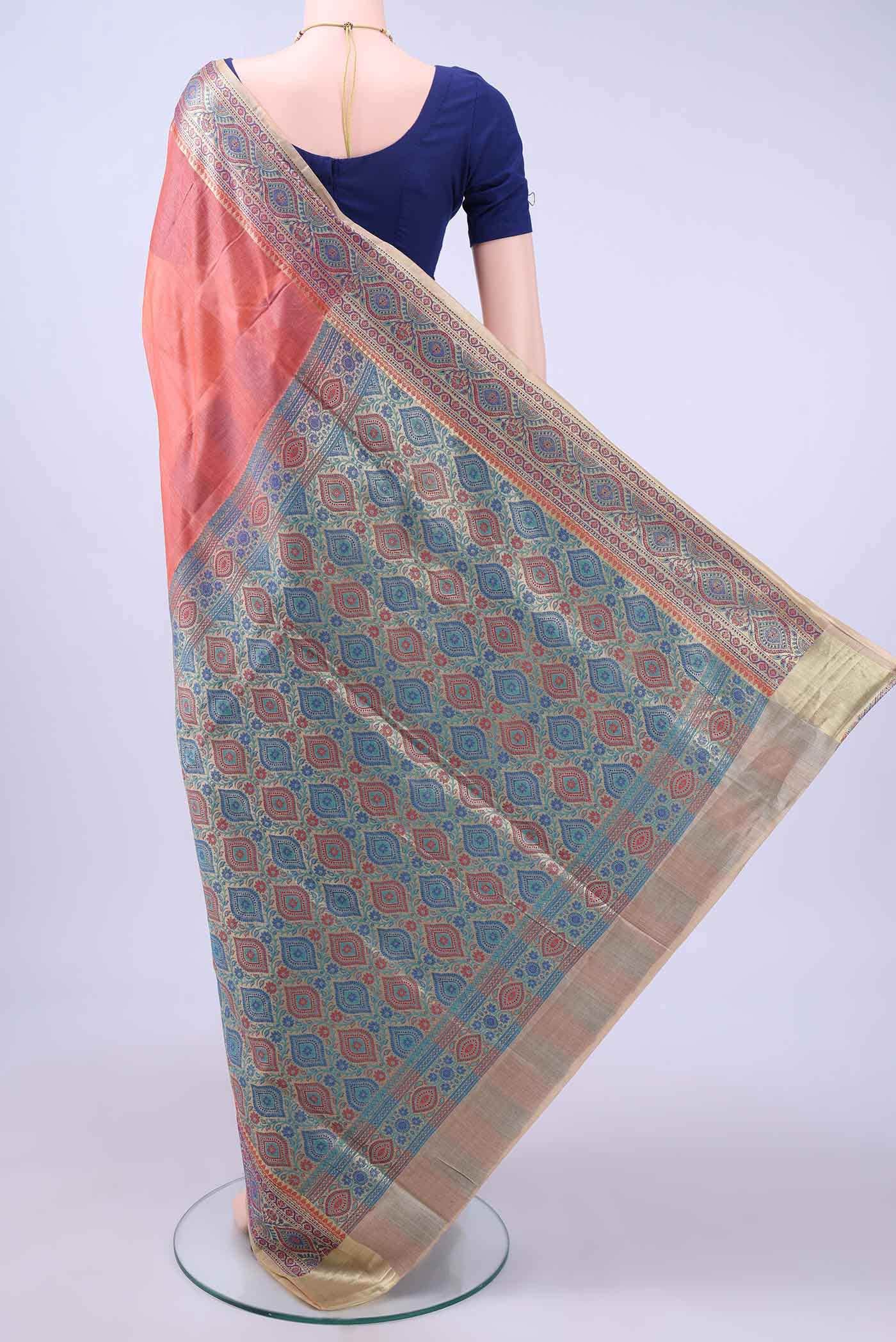 Peach Banarasi Silk Saree - Image 2