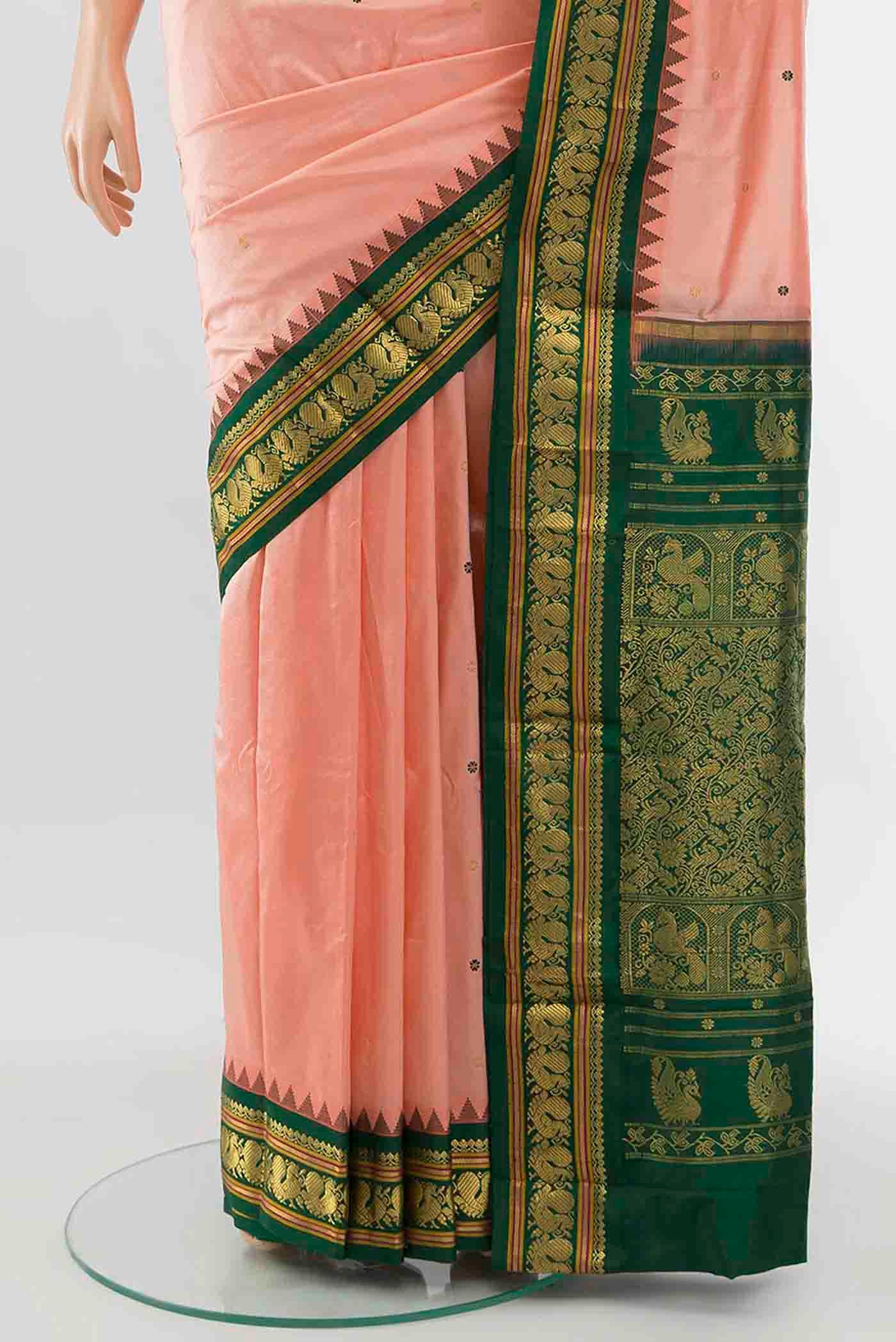 Peach Bangalore Silk - kadyal Saree - Image 3