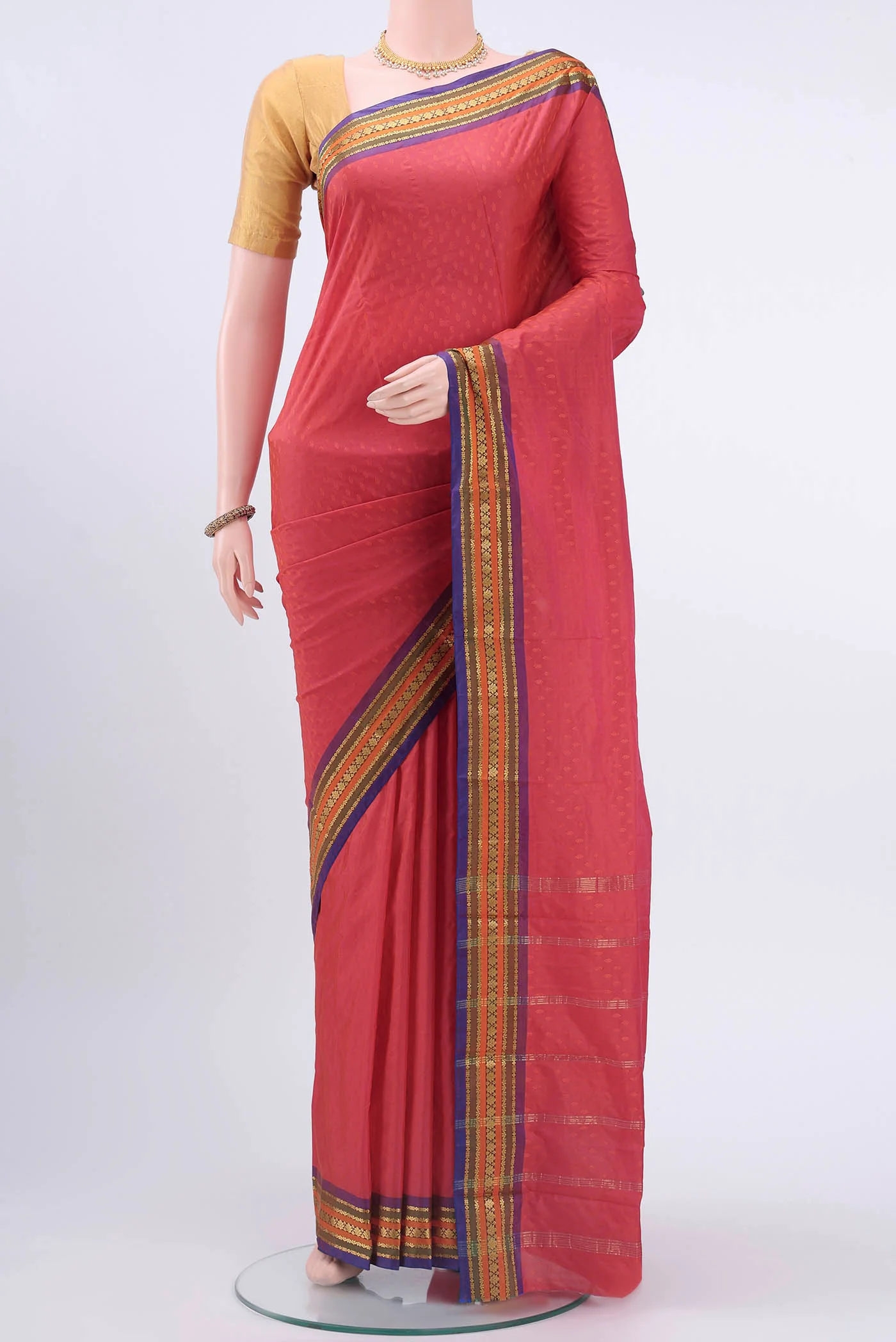 Peach Blended Bangalore Silk Saree