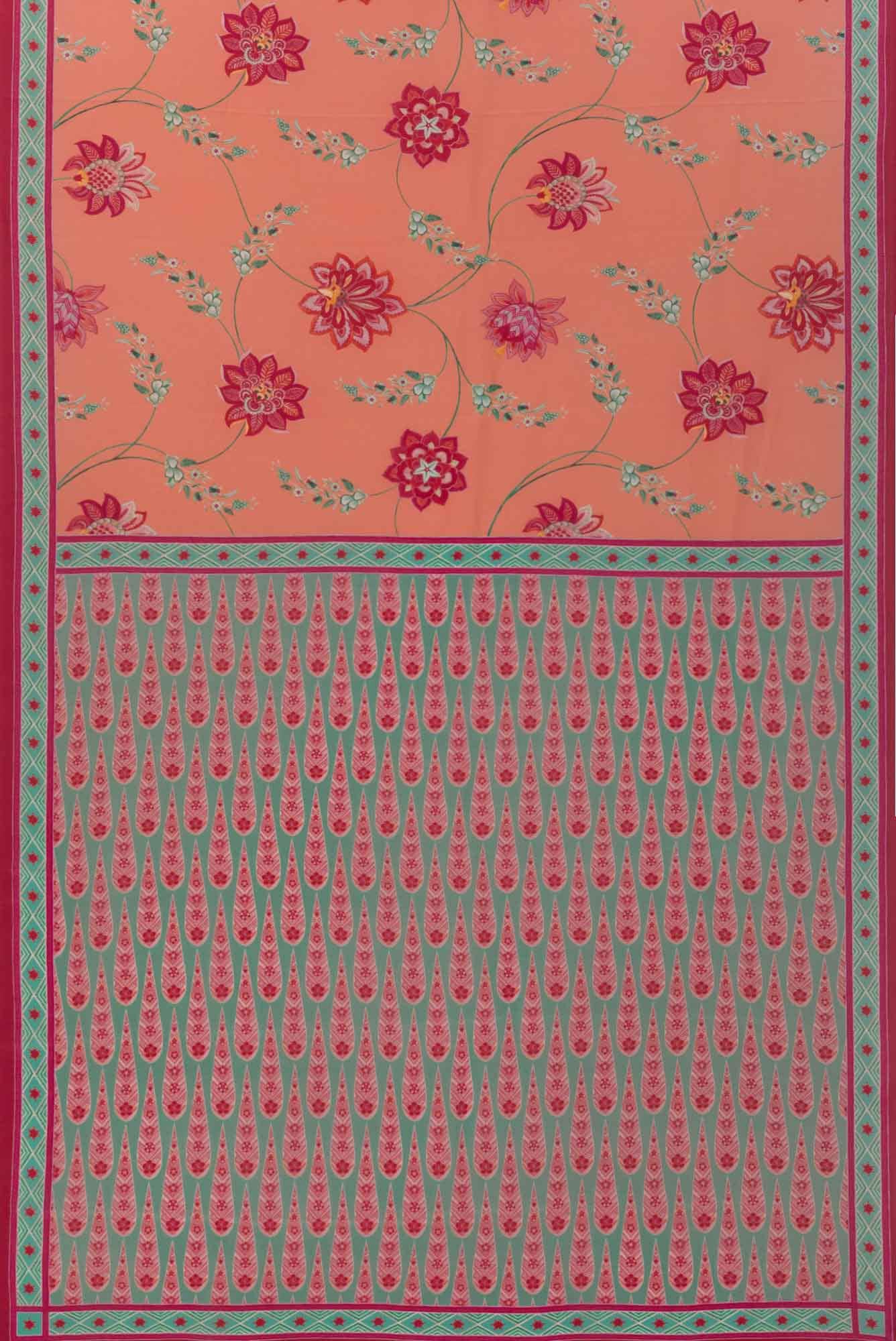 Lata Peach floral design saree from Chintz Collection, Designed by Nalli - Image 4