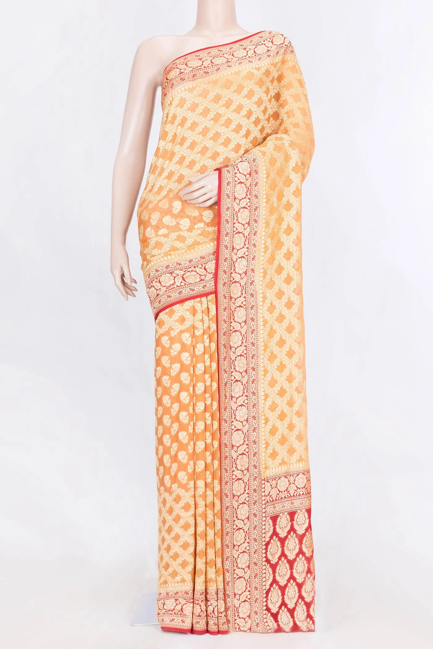 Peach Dual Tone Banarasi Georgette Saree