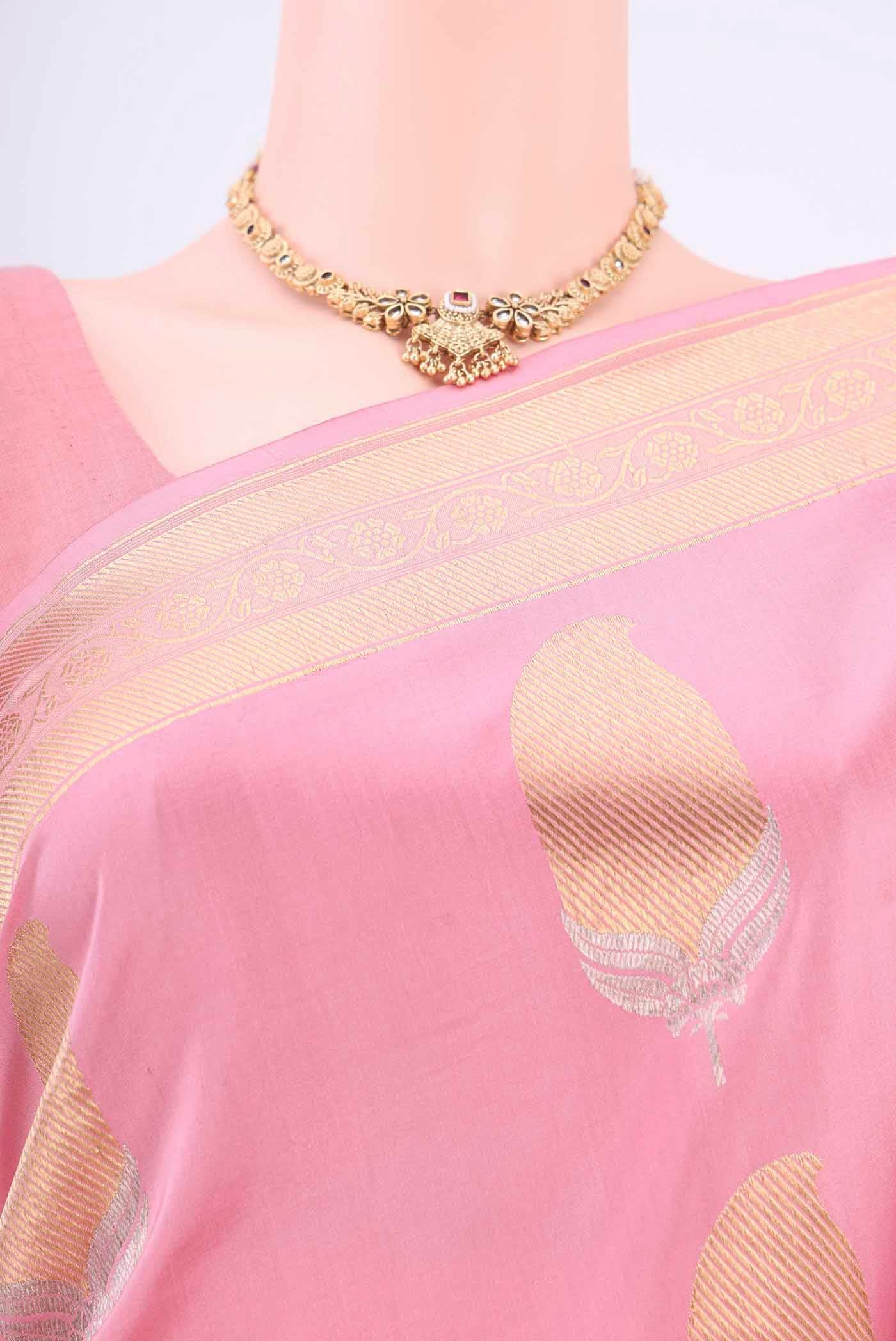 Peach Dual Tone Banarasi Silk Saree - Image 2