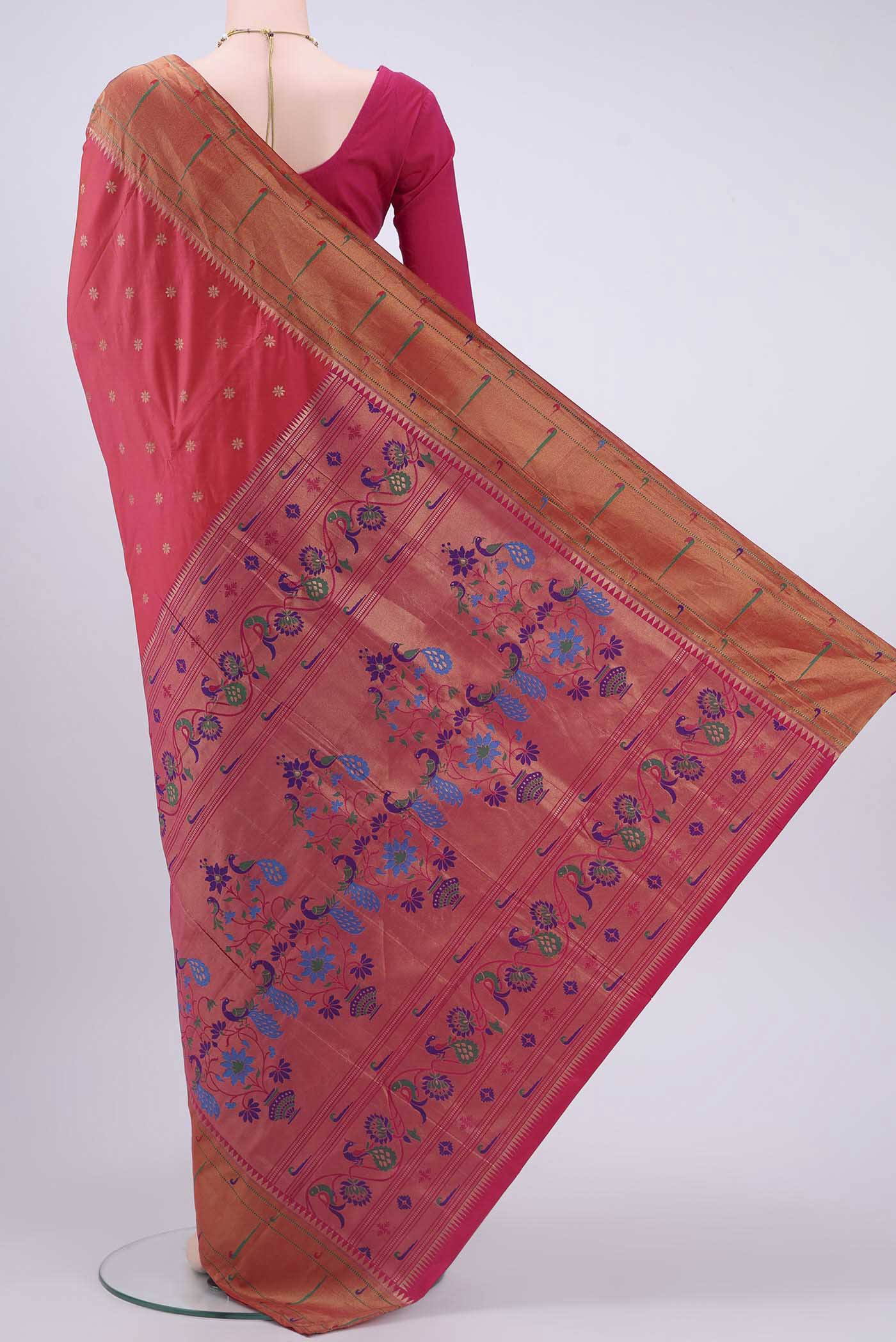 Peach Dual Tone Blended Bangalore Silk Saree - Image 3