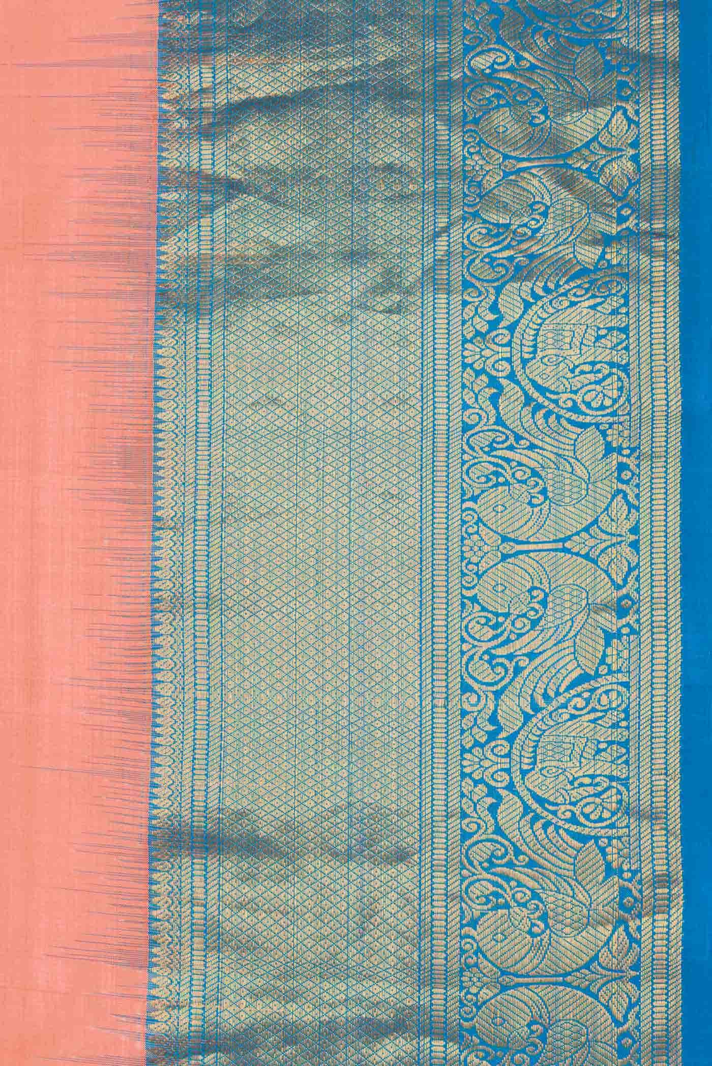 Peach Dual Tone Gadwal Silk Saree - Image 5