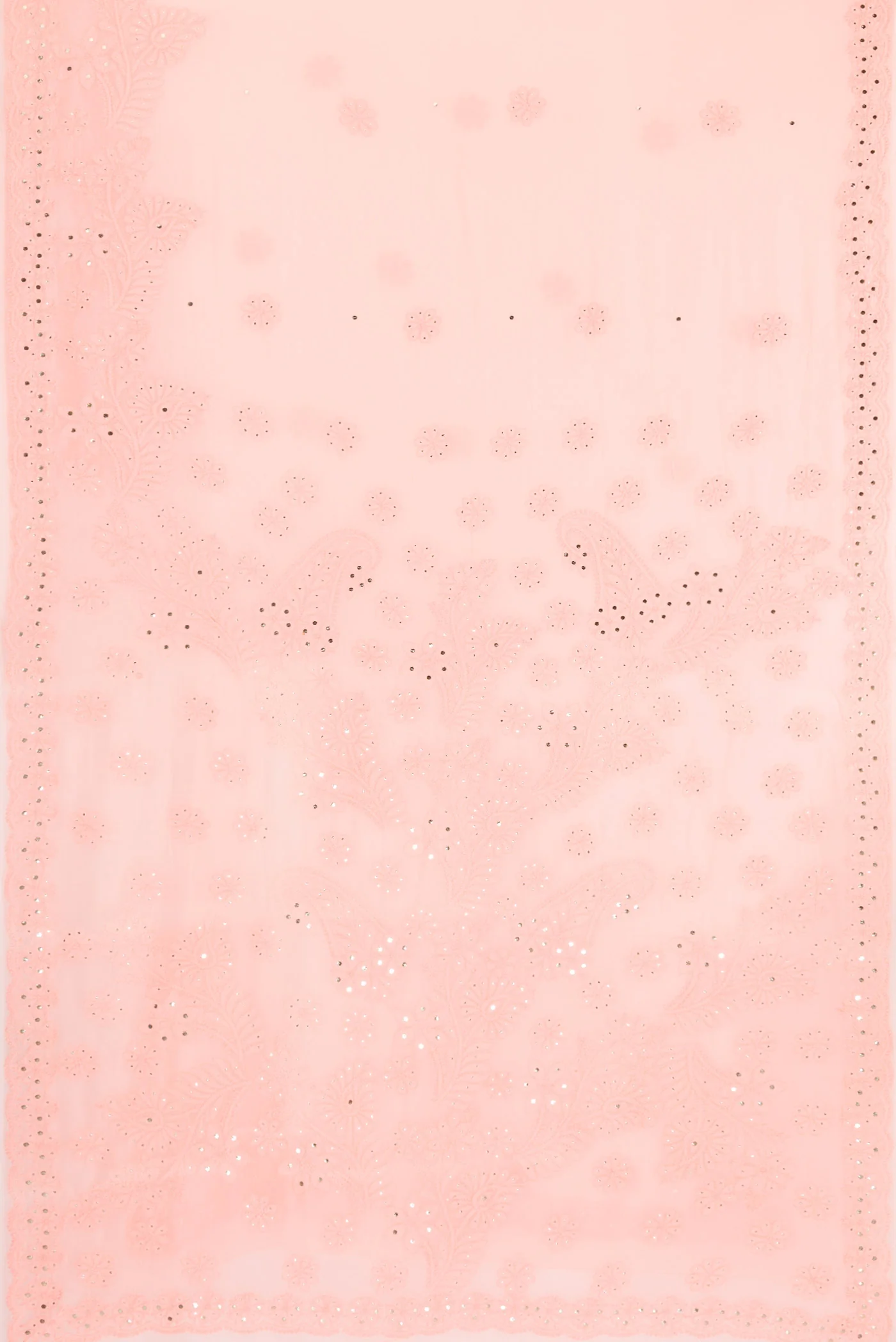Peach Chikankari Georgette Saree - Image 6
