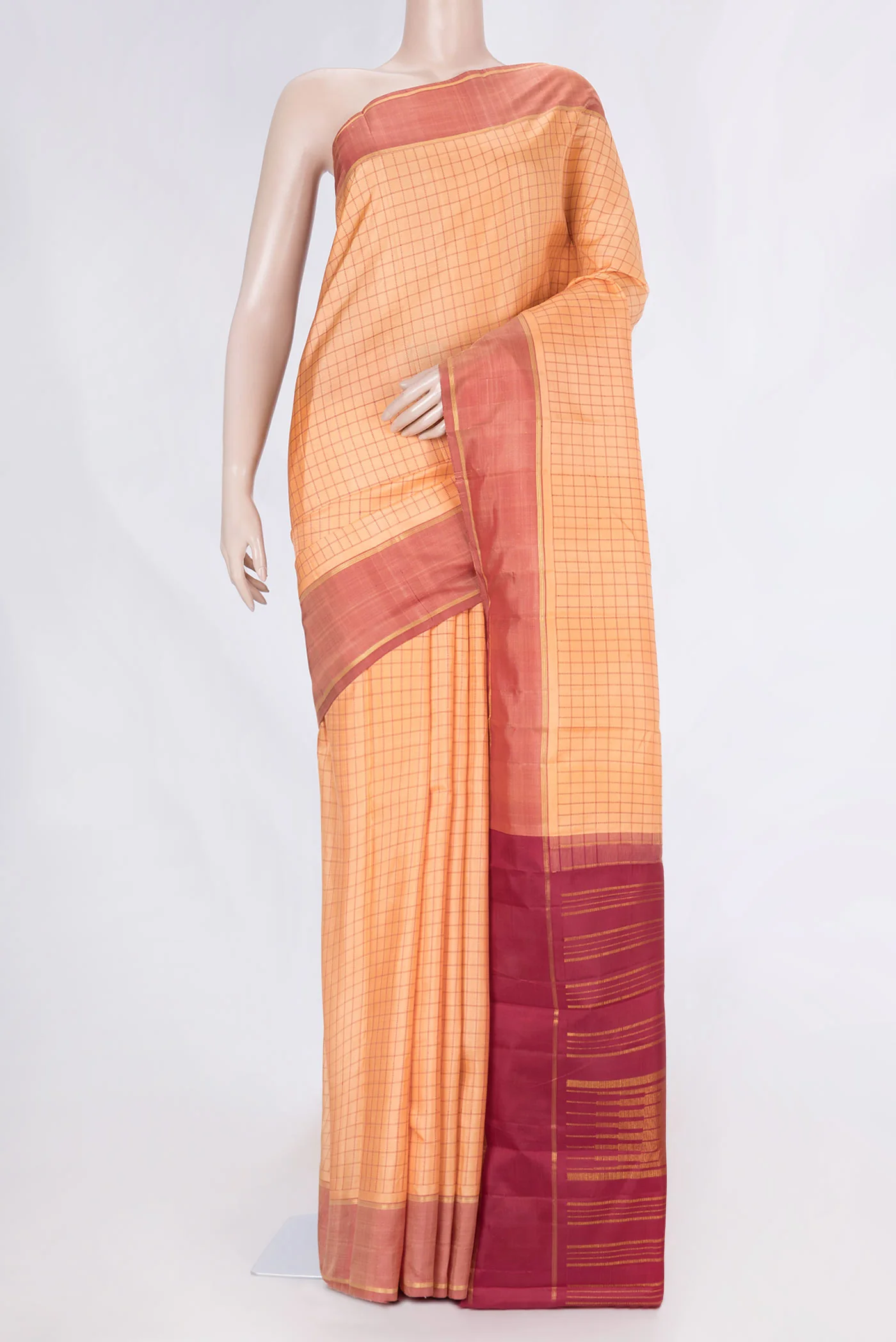 Peach Dual Tone Kanchipuram Saree
