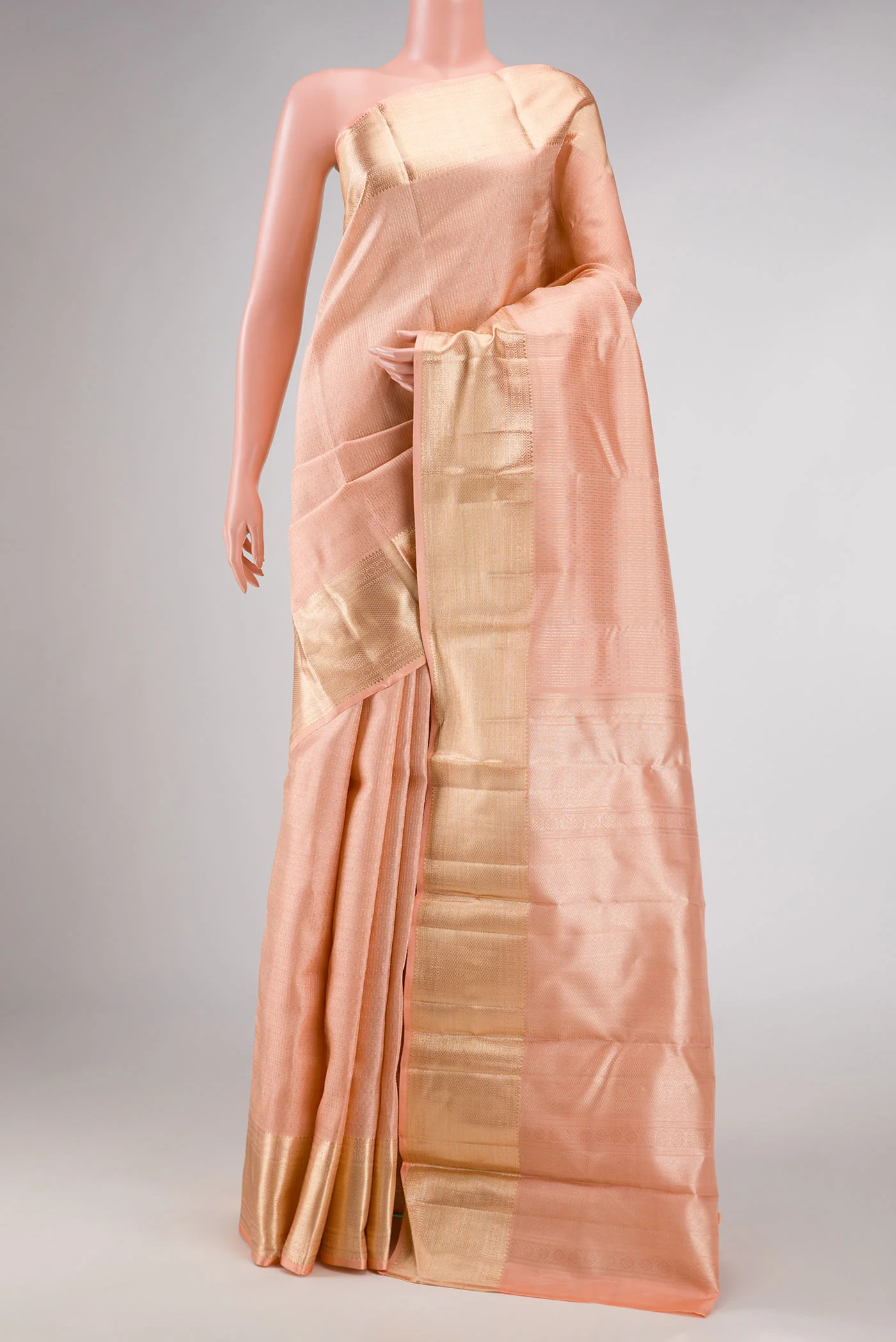 Peach Dual Tone Kanchipuram Silk Saree