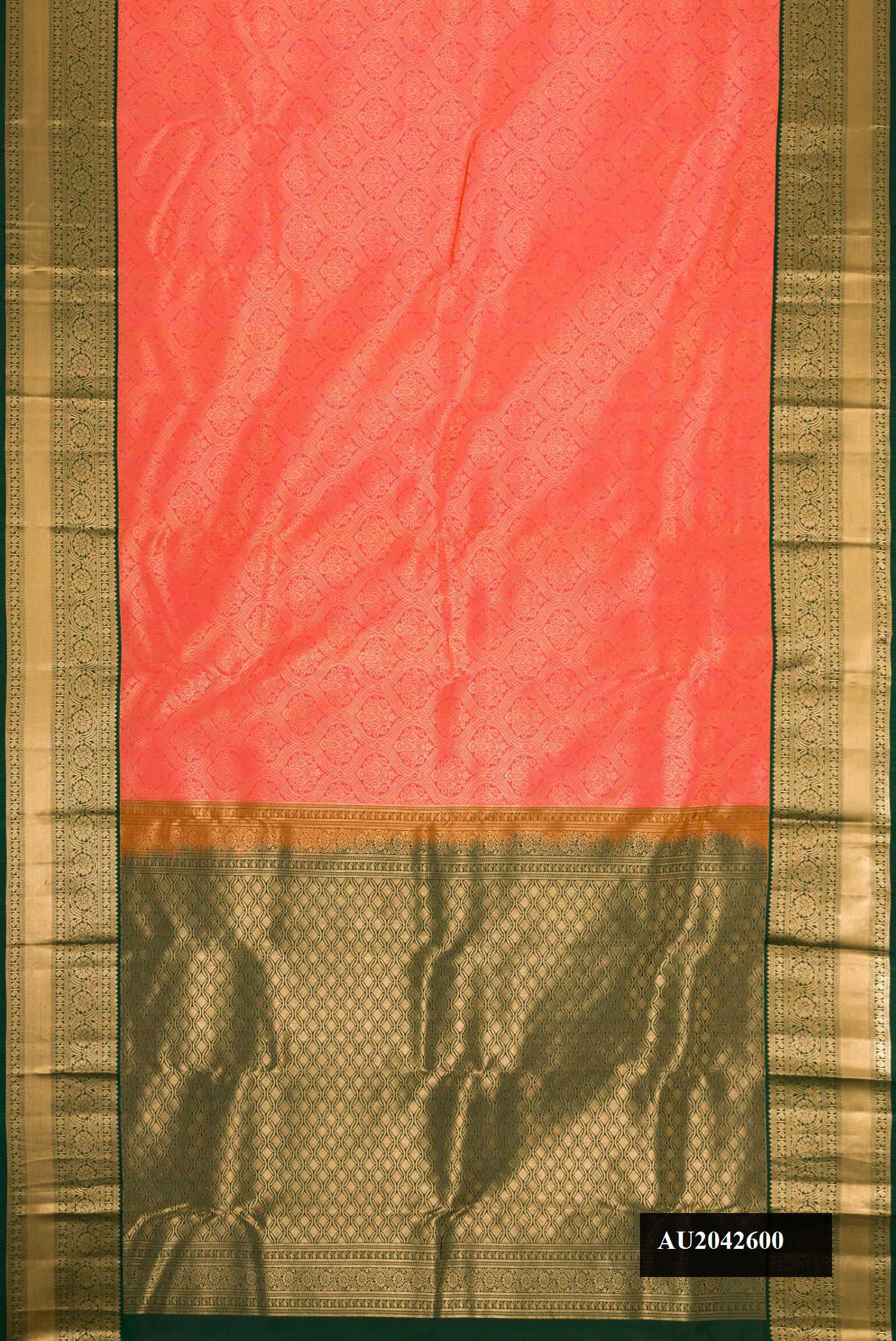 Peach Dual Tone Kanchipuram Silk Saree