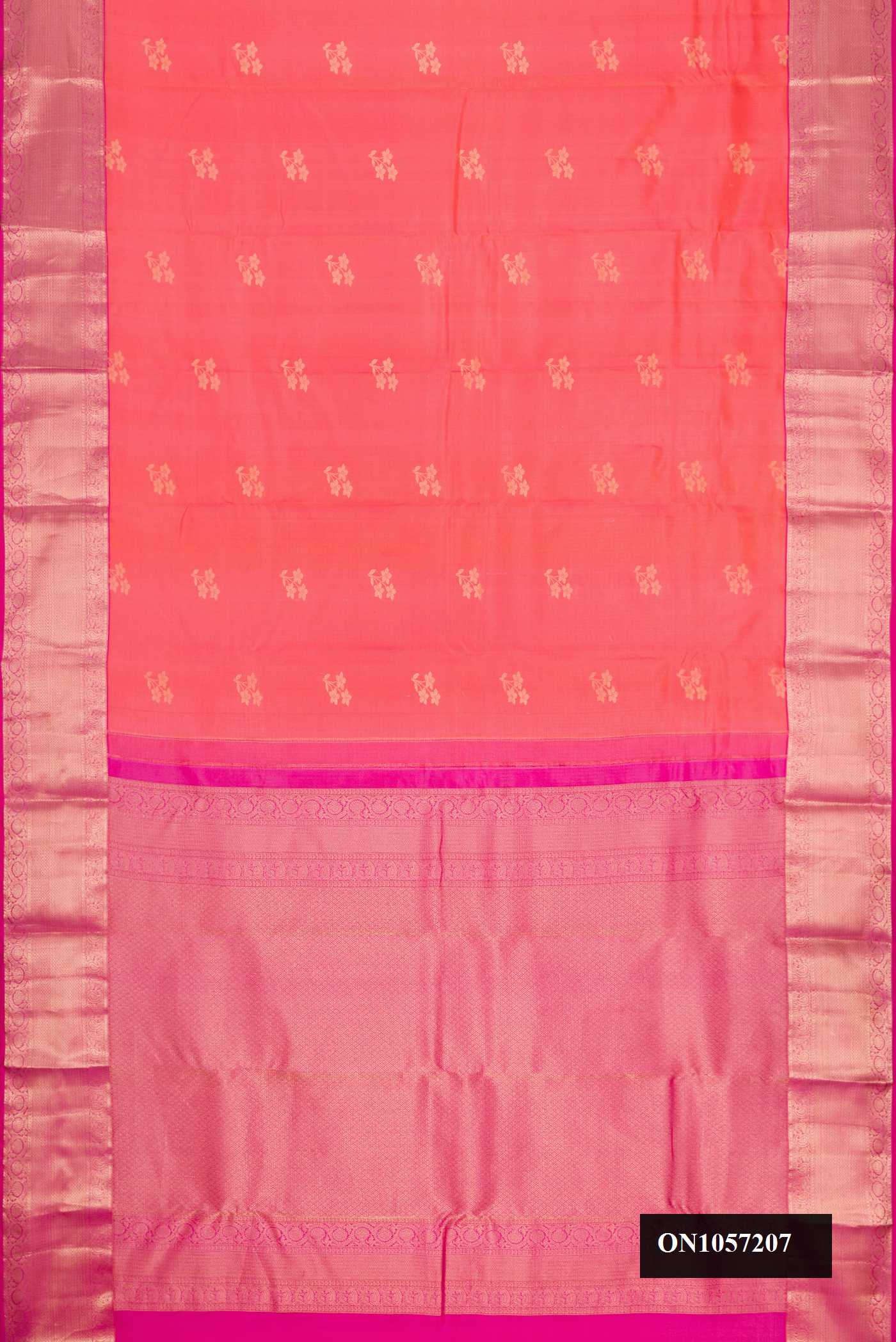 Peach Dual Tone Kanchipuram Silk Saree