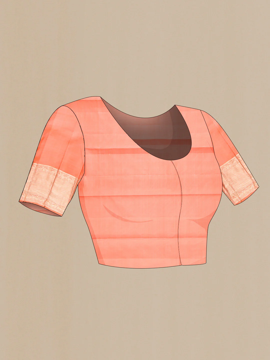 Peach Kanchipuram Silk Saree - Image 5