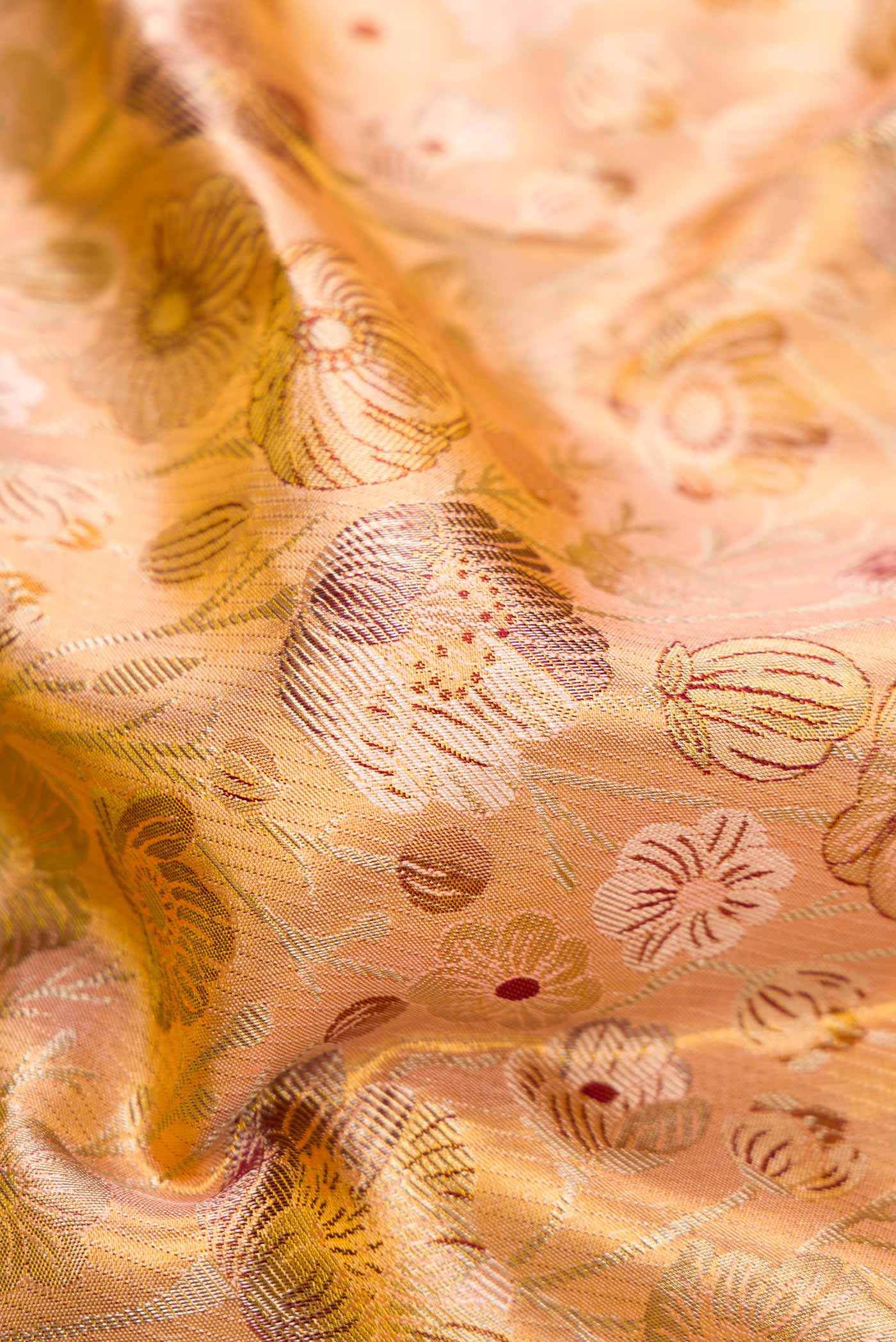 Sandel with Gold Color Kanchipuram Tissue Silk Saree - Image 2