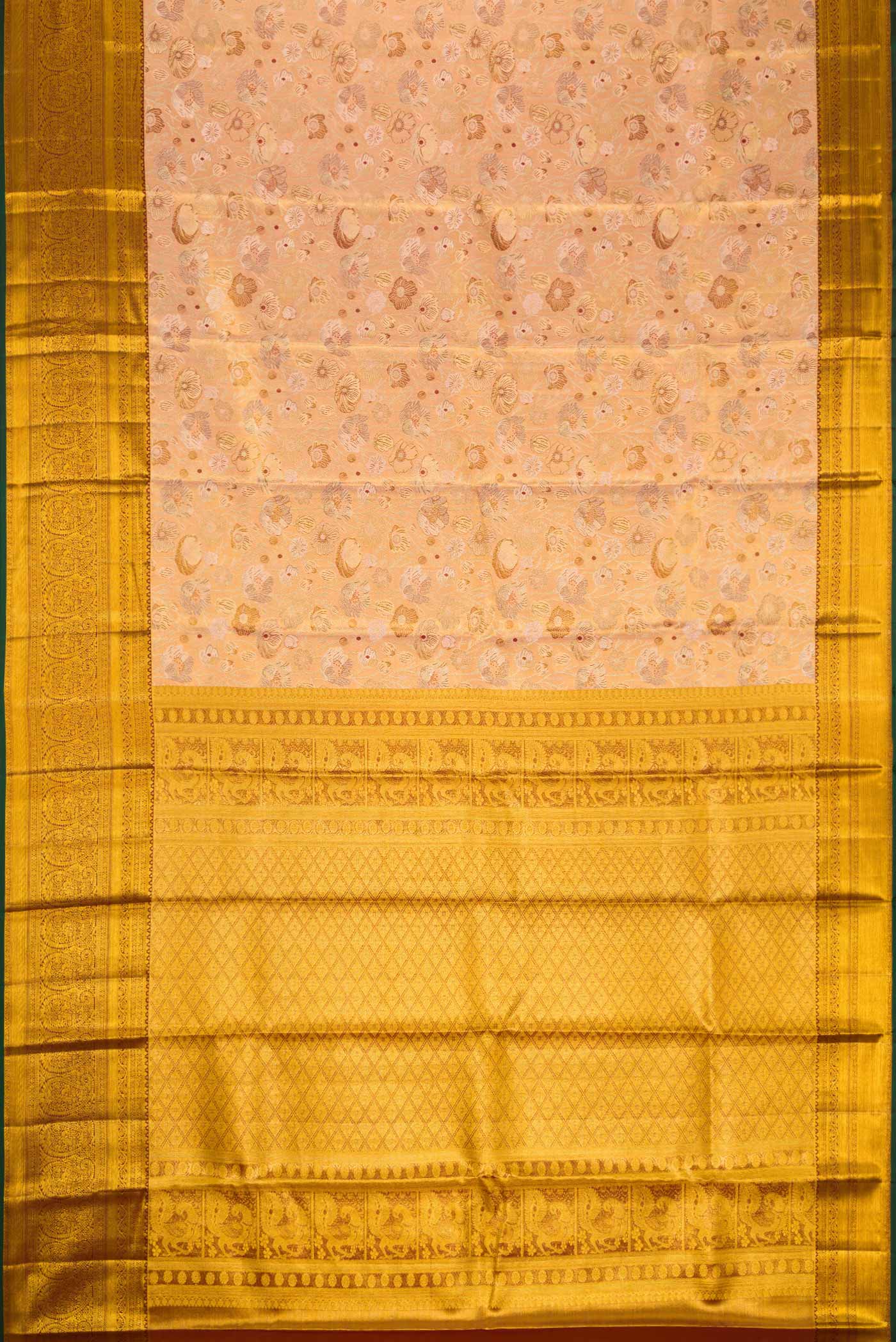 Sandel with Gold Color Kanchipuram Tissue Silk Saree - Image 6