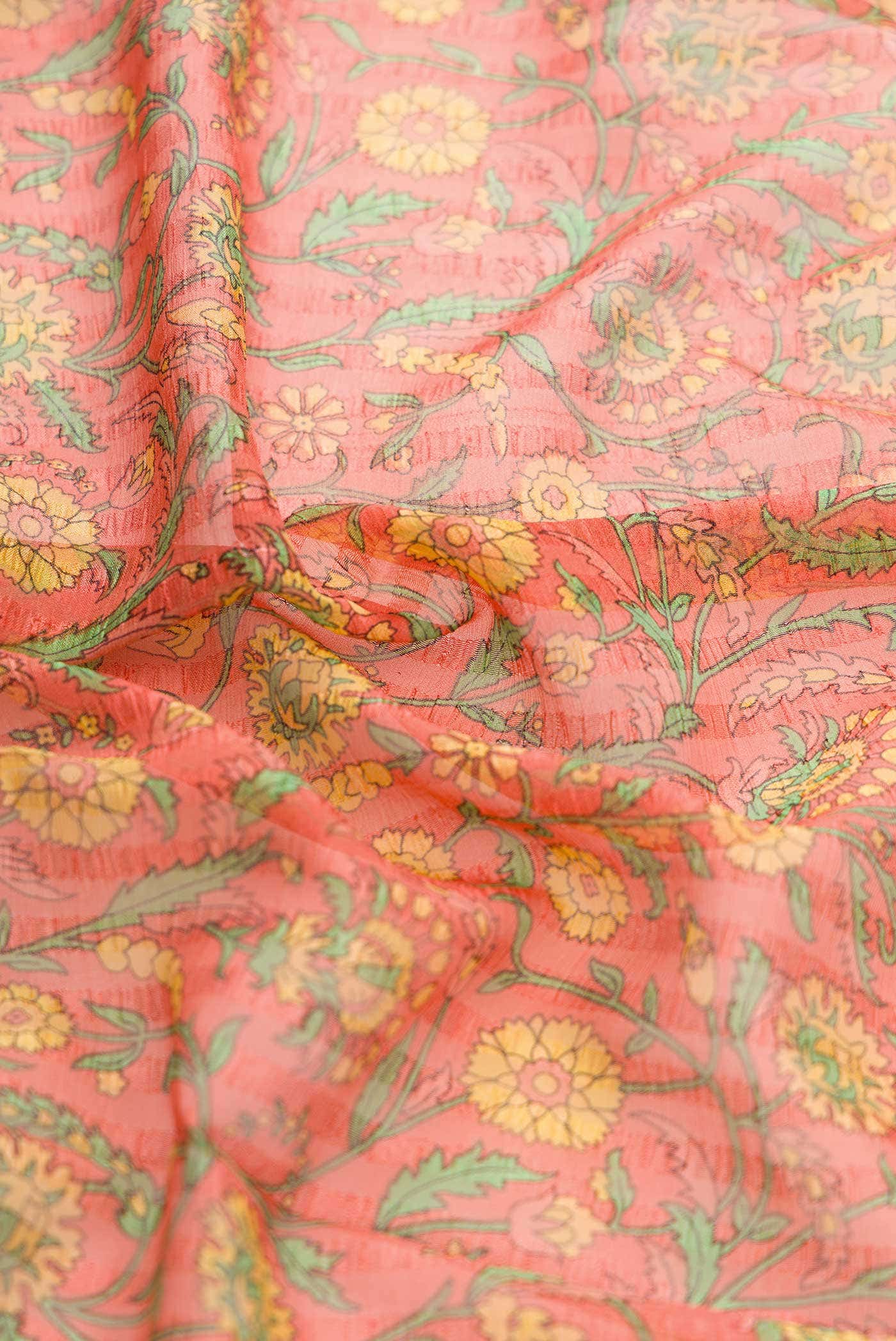Peach Dual Tone Mysore Chiffon Saree - Image 2