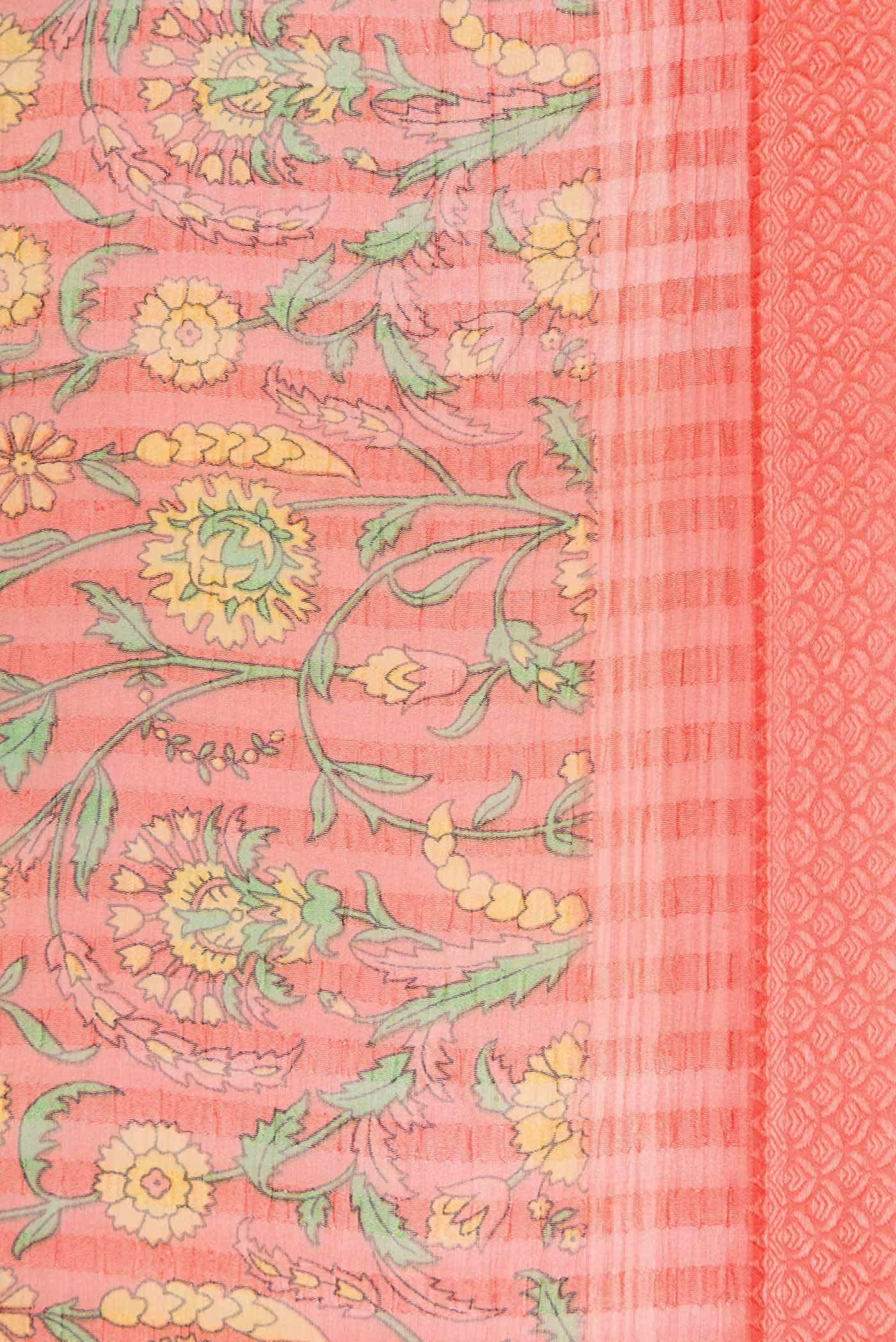 Peach Dual Tone Mysore Chiffon Saree - Image 3