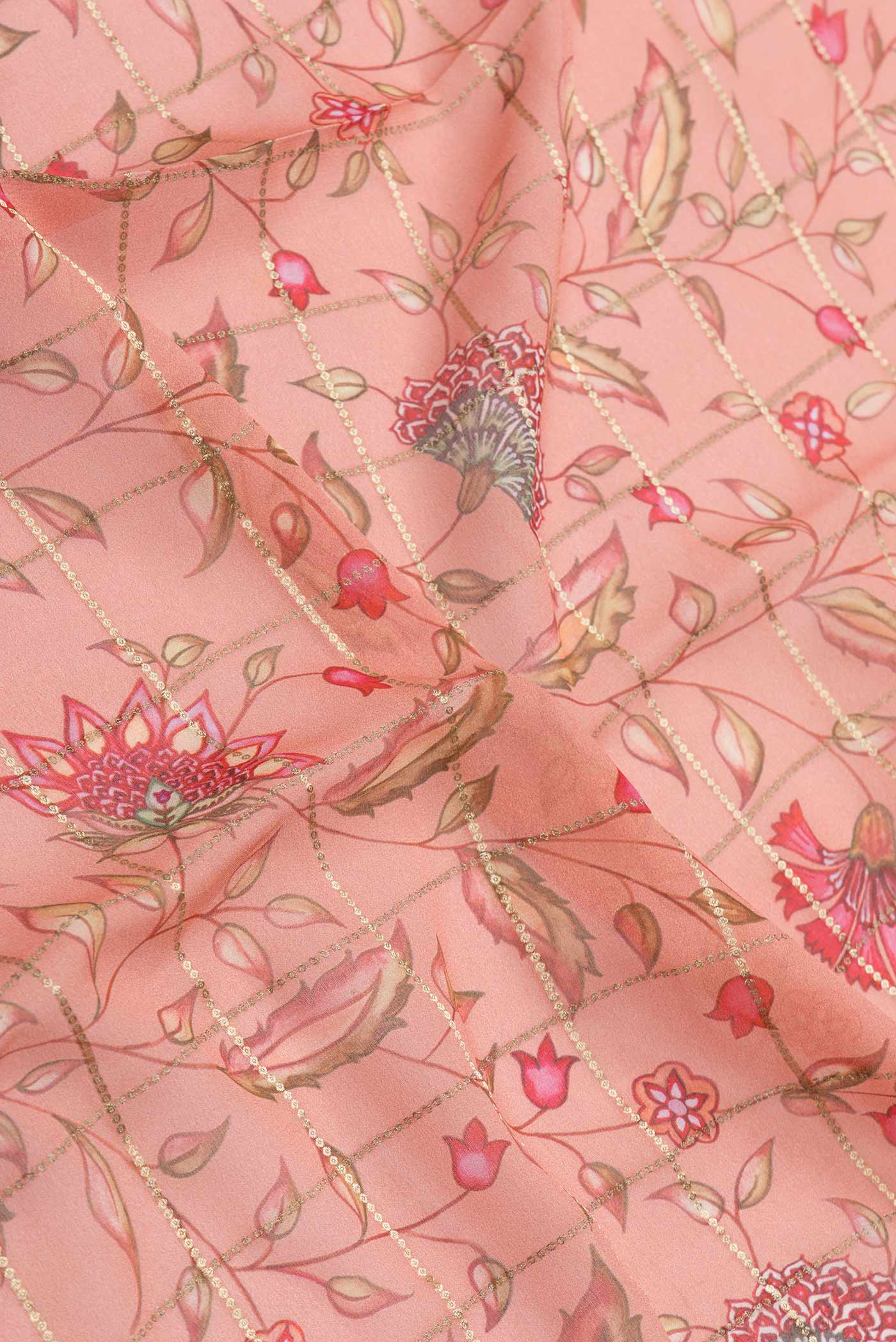 Peach Dual Tone Mysore Georgette Saree - Image 2