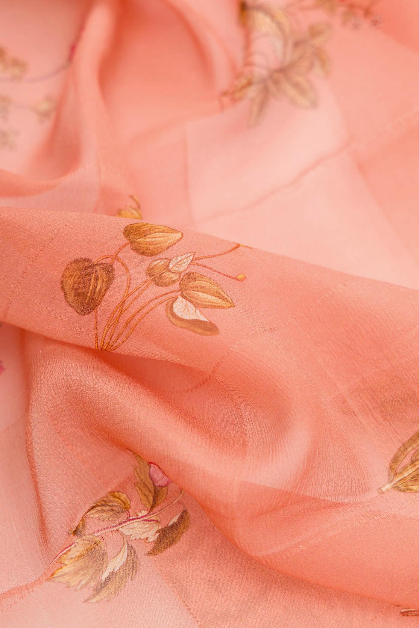 Peach Dual Tone Mysore Georgette Saree - Image 2