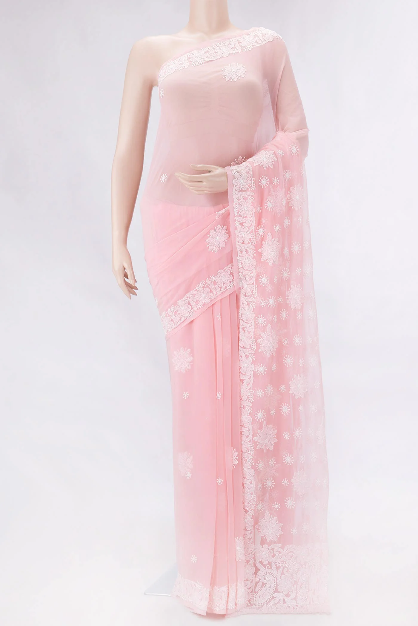 Peach Dual Tone Mysore Georgette Saree