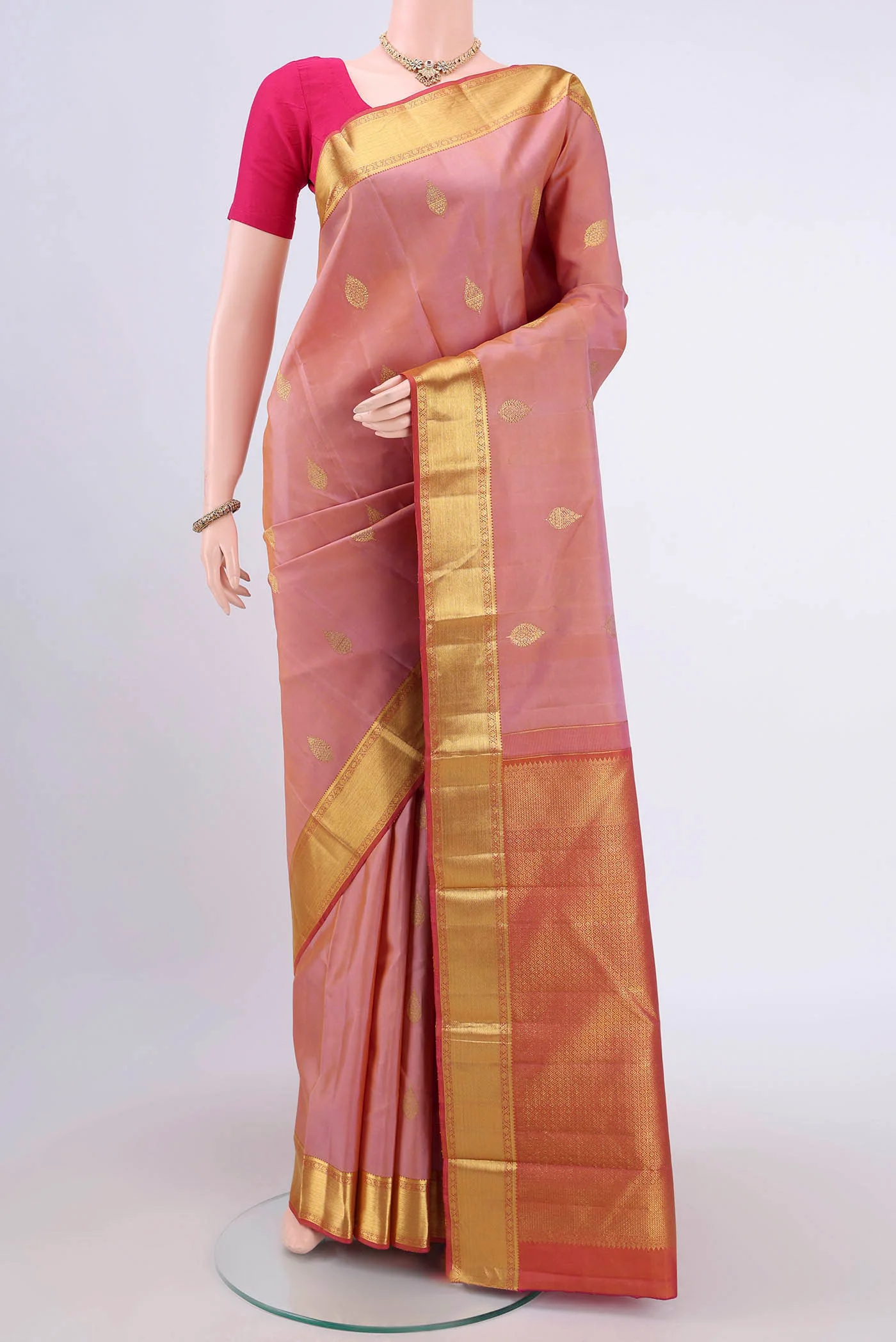 Peach Kanchipuram Silk Saree