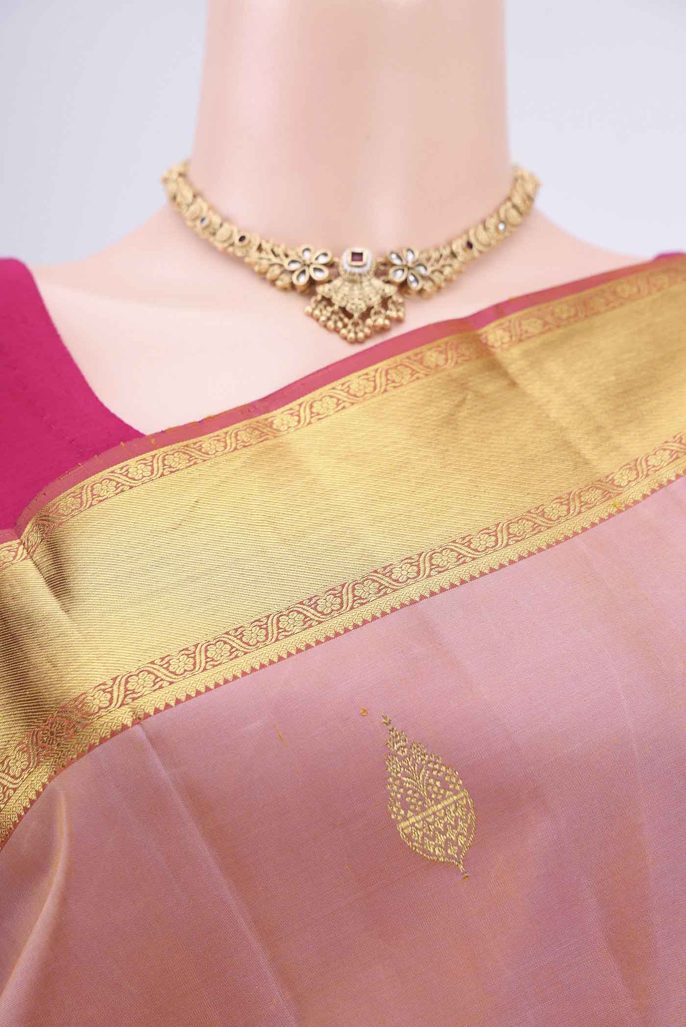 Peach Kanchipuram Silk Saree - Image 2