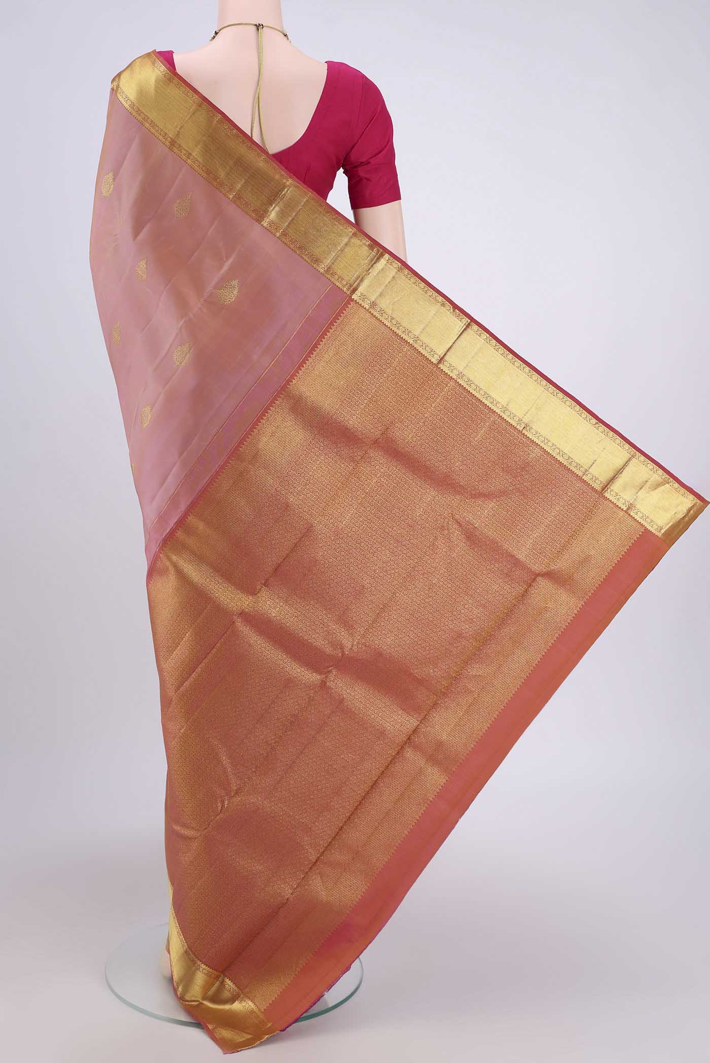 Peach Kanchipuram Silk Saree - Image 3