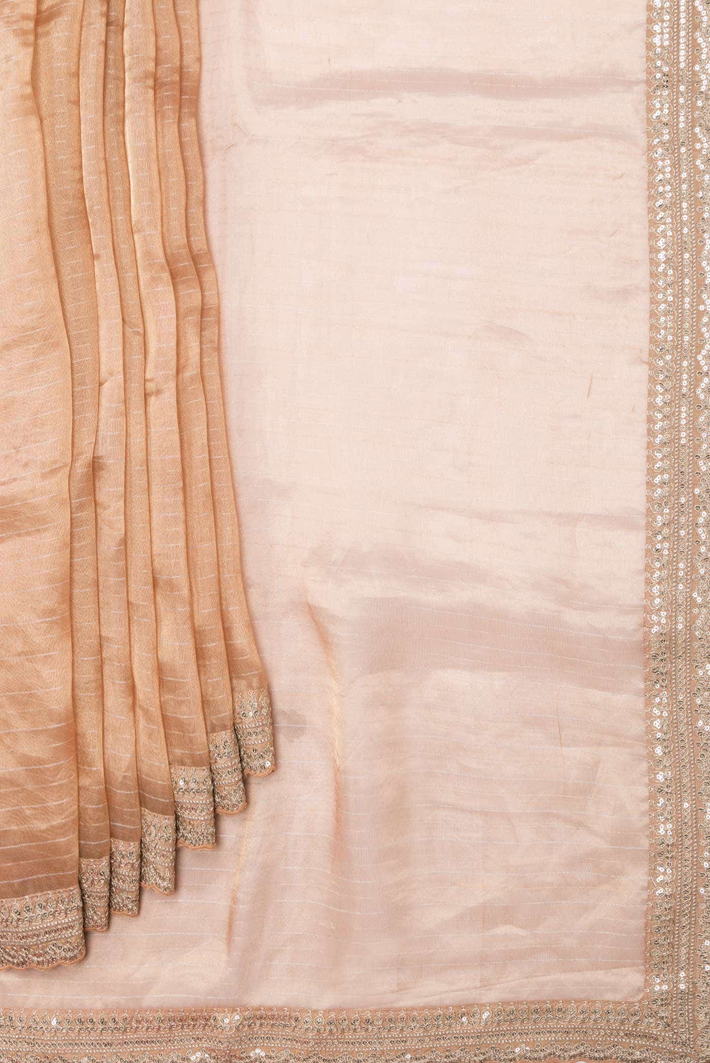 Peach Dual Tone Organza Silk Saree - Image 2