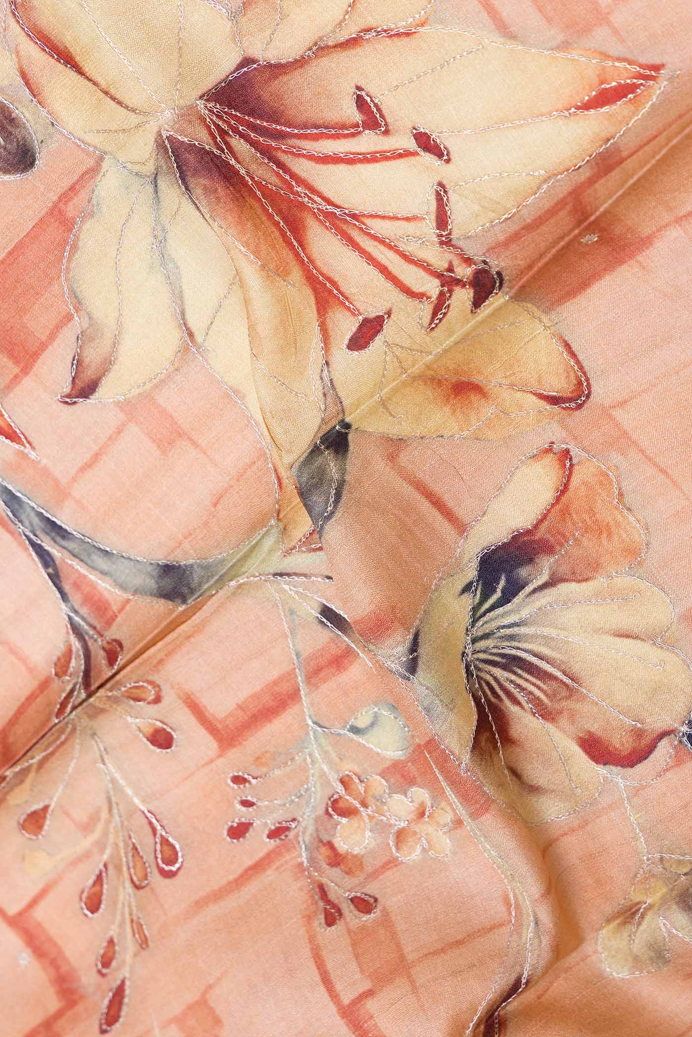 Peach Dual Tone Tussar Silk Saree - Image 2