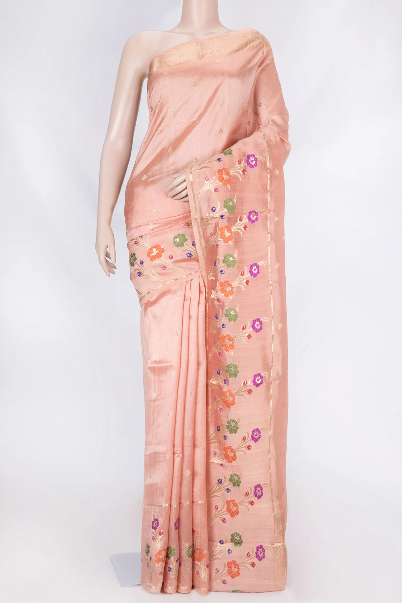 Peach Banarasi Raw Silk Saree