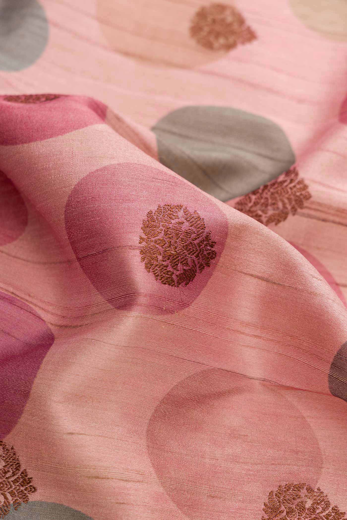 Peach Dual Tone Tussar Silk Saree - Image 2