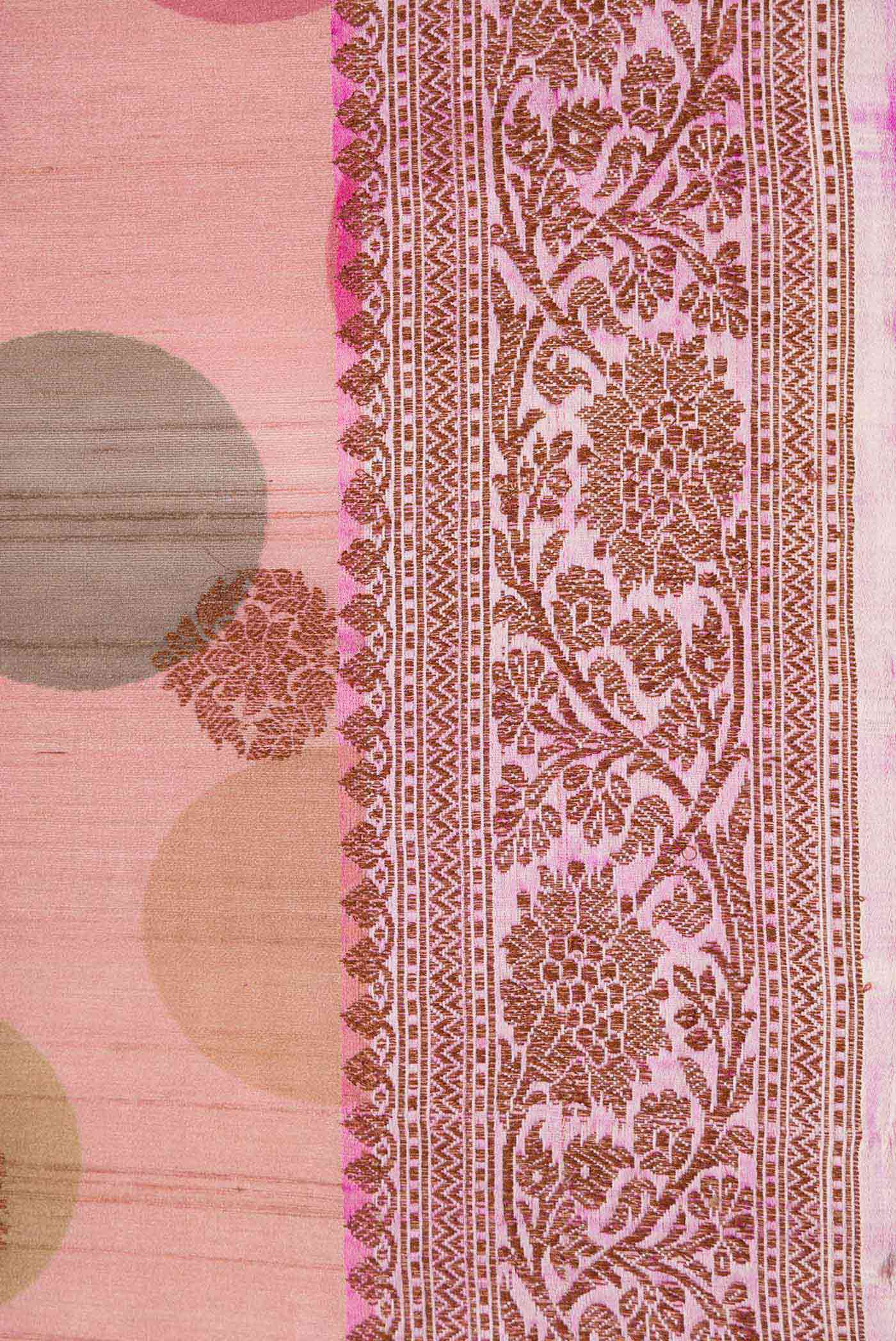 Peach Dual Tone Tussar Silk Saree - Image 3