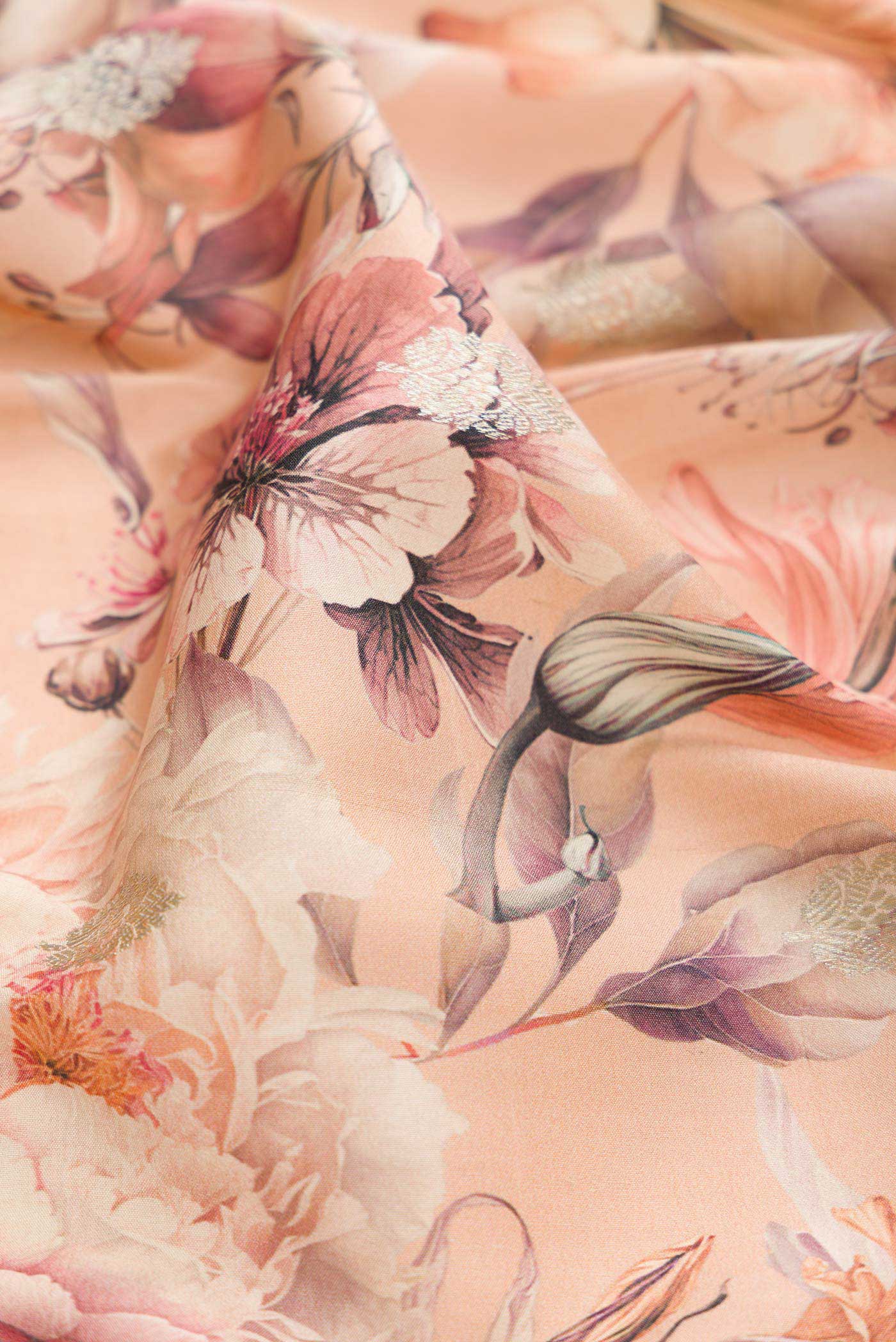 Peach Dual Tone Tussar Silk Saree - Image 2