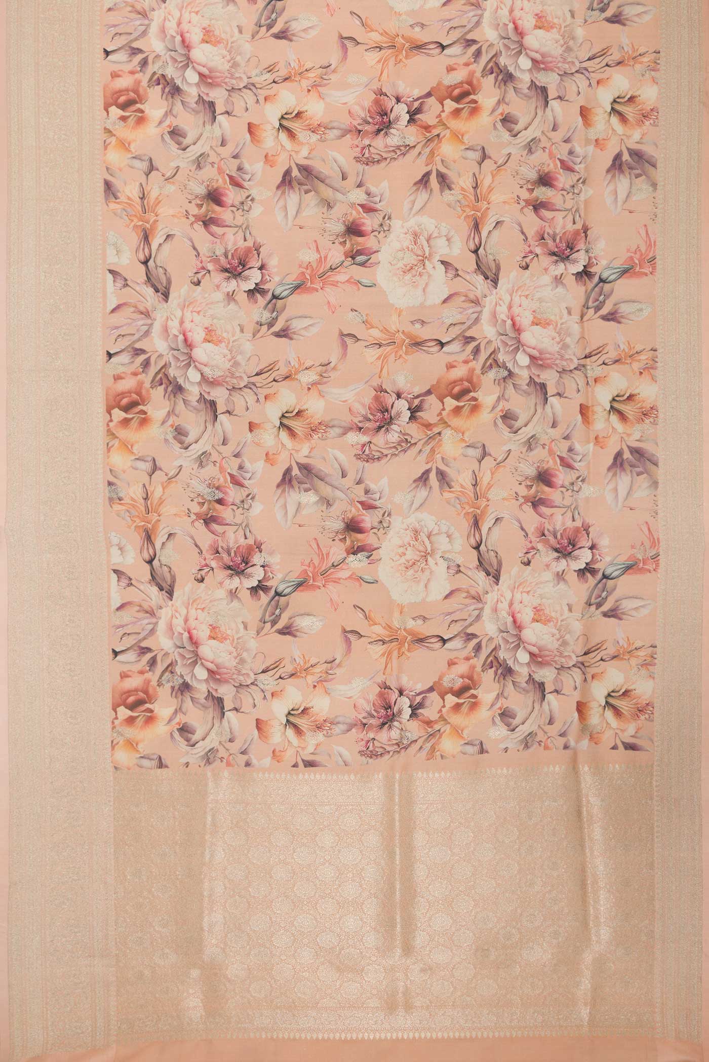 Peach Dual Tone Tussar Silk Saree - Image 6