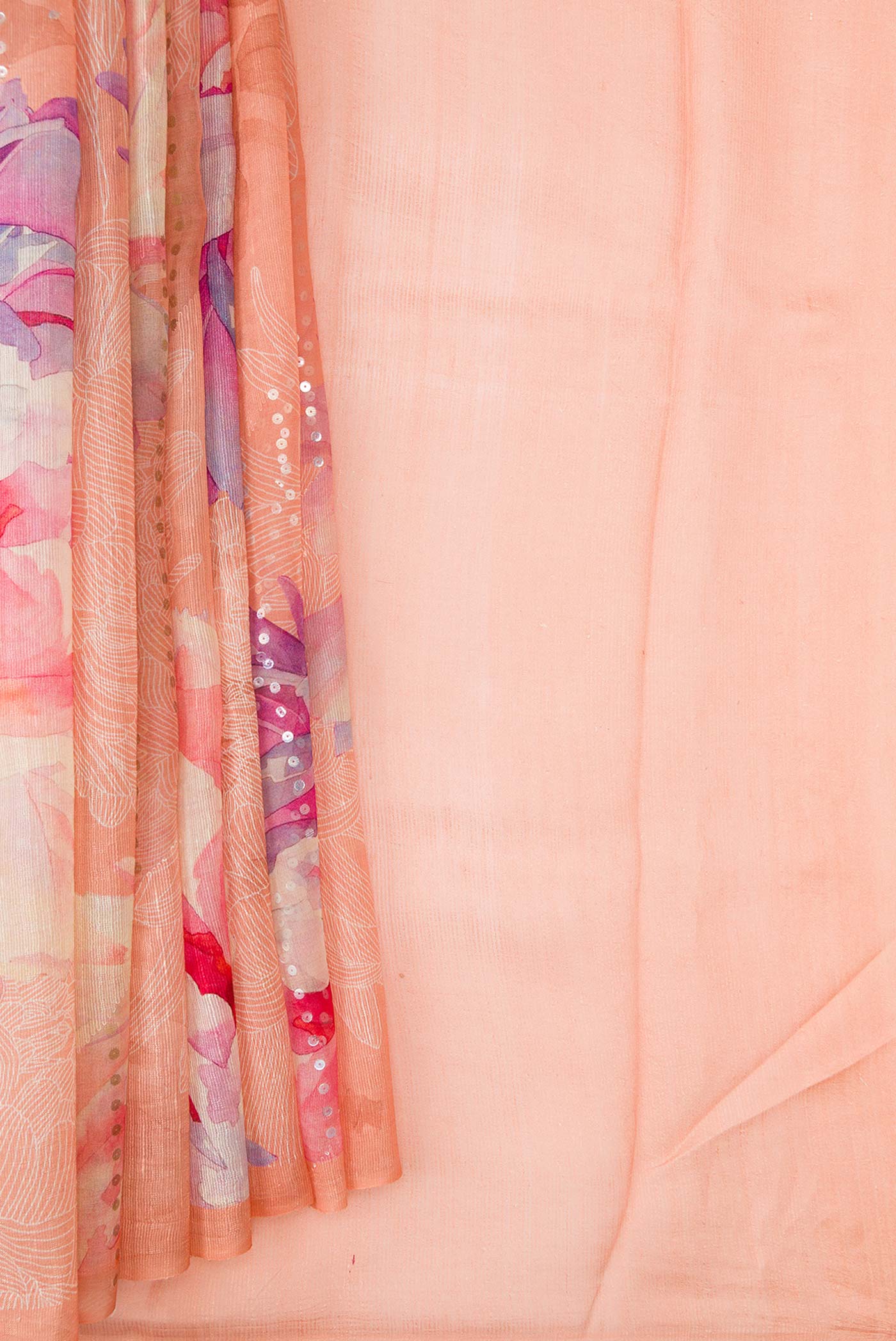 Peach Dual Tone Tussar Silk Saree - Image 3