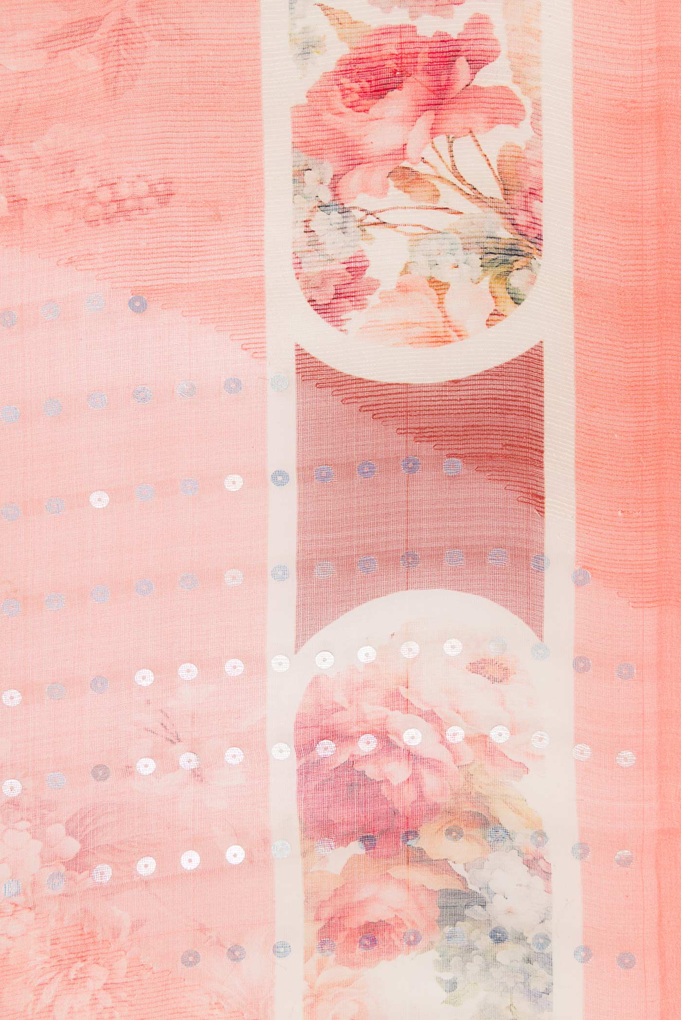 Peach Dual Tone Tussar Silk Saree - Image 3