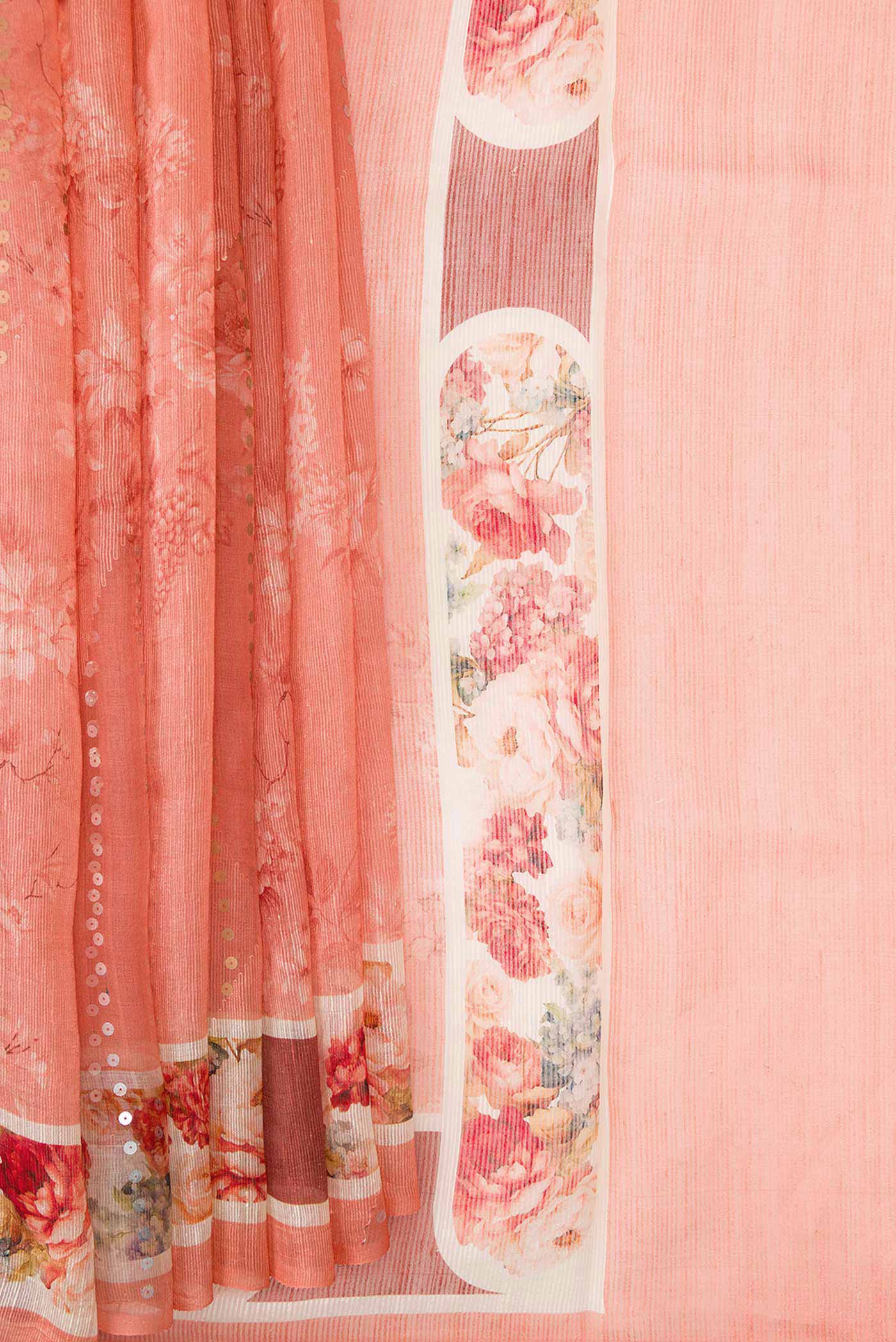 Peach Dual Tone Tussar Silk Saree - Image 4