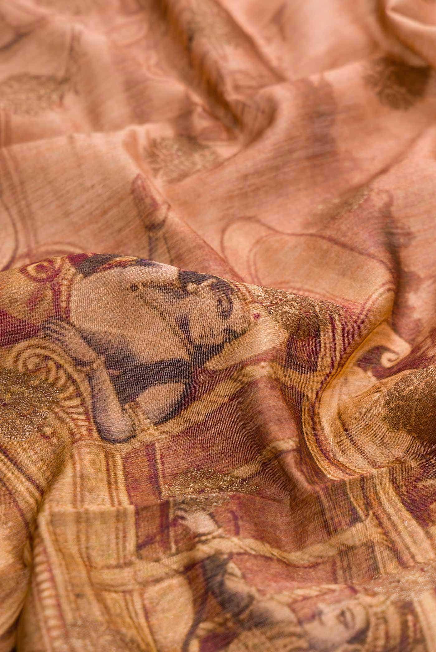 Peach Dual Tone Tussar Silk Saree - Image 2