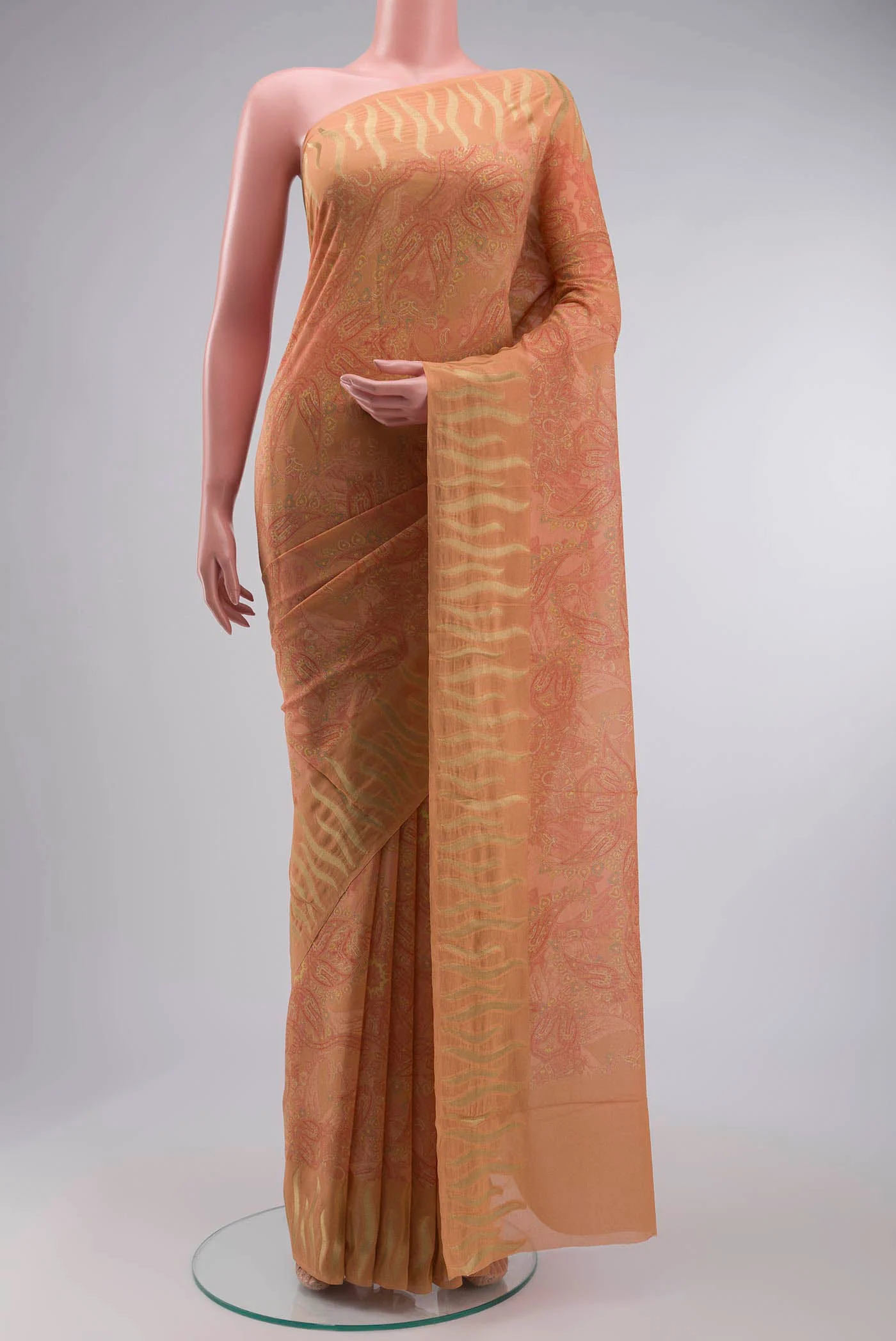 Peach Georgette Saree