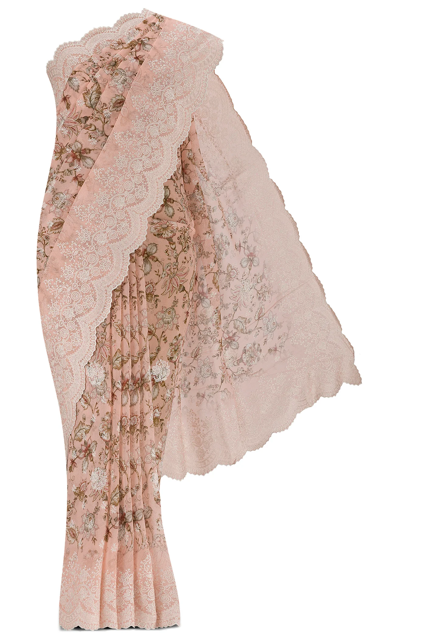Peach Georgette Saree