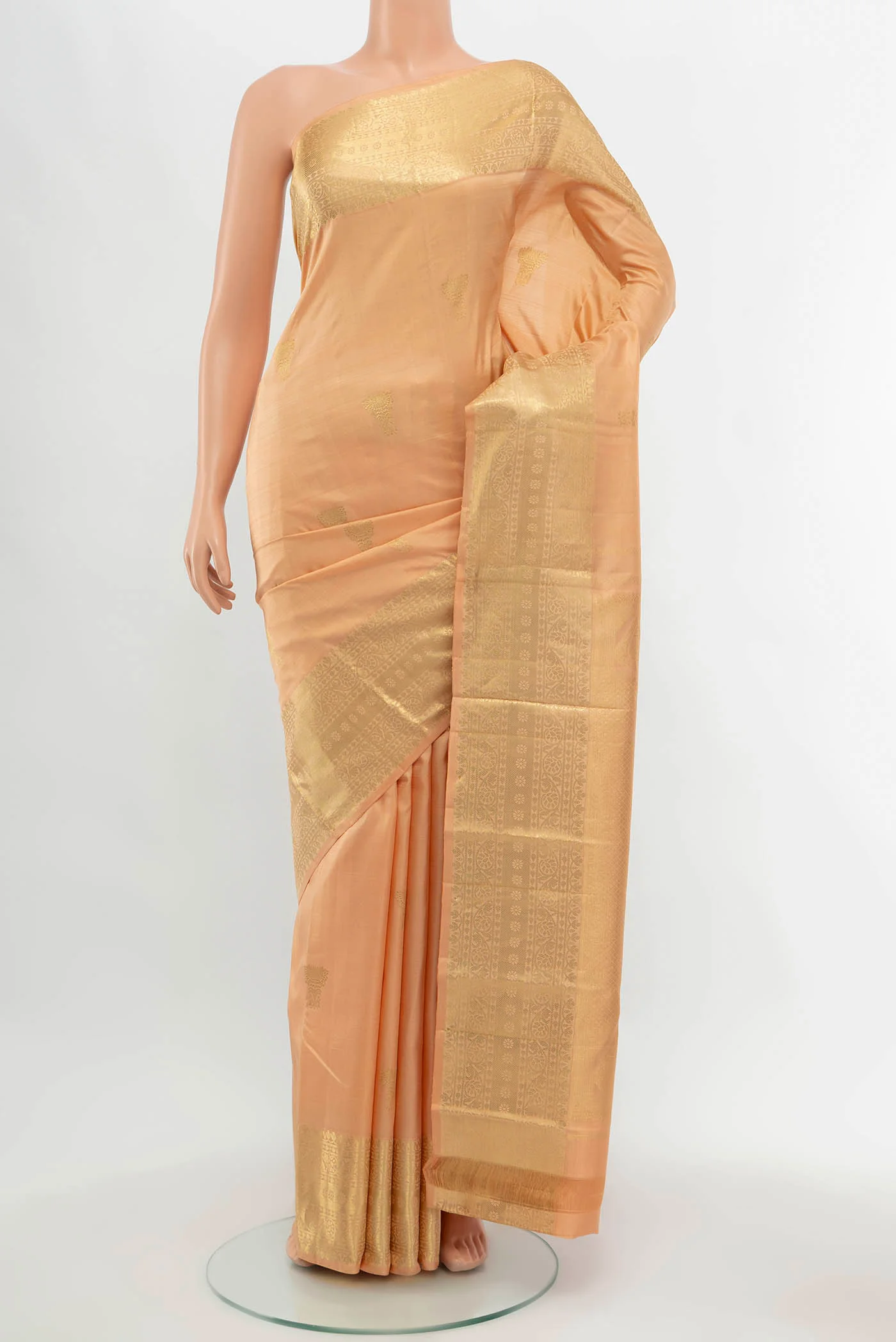 Peach Kanchipuram Silk Saree