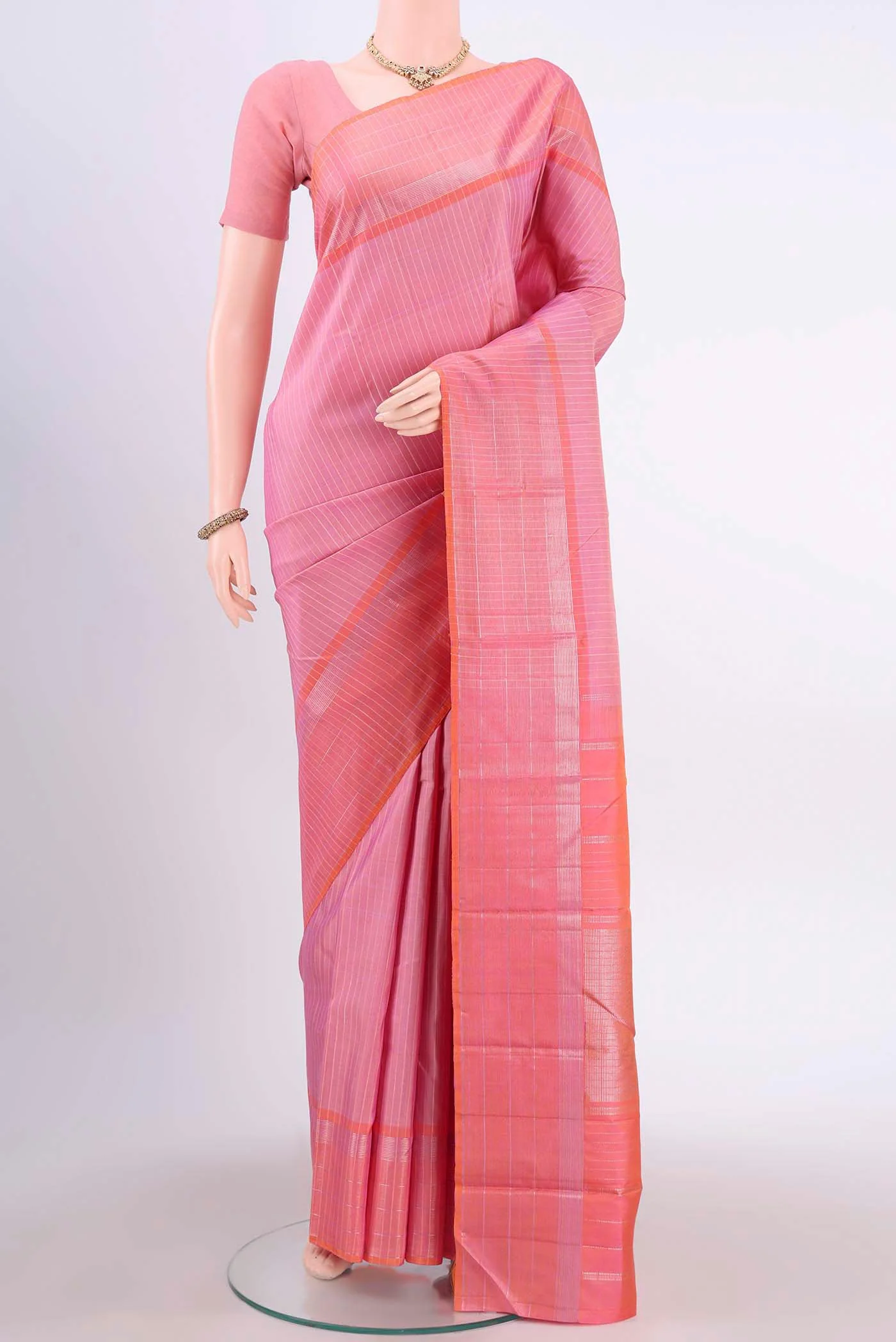 Peach Kanchipuram Silk Saree