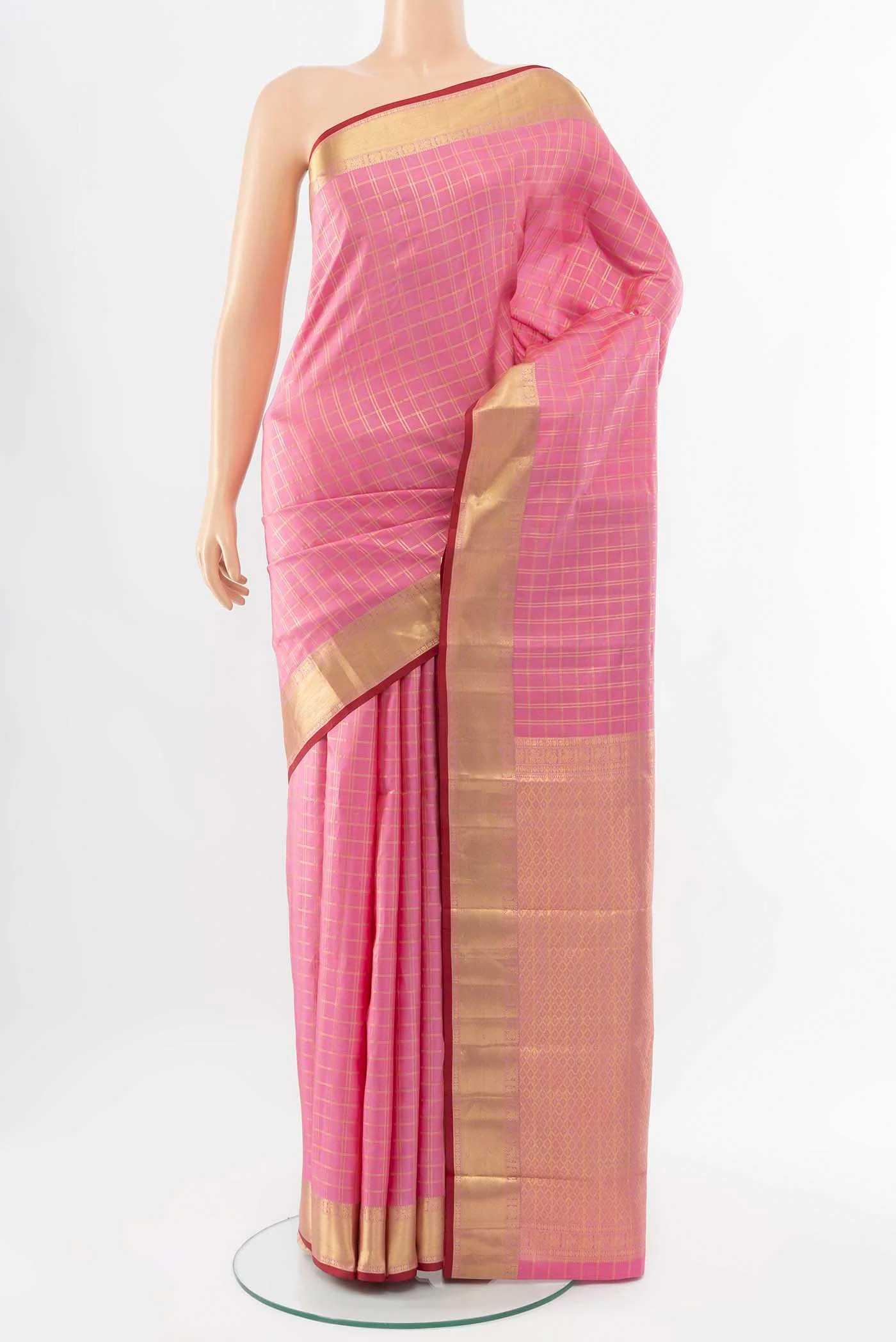 Rose pink Kanchipuram Silk Saree