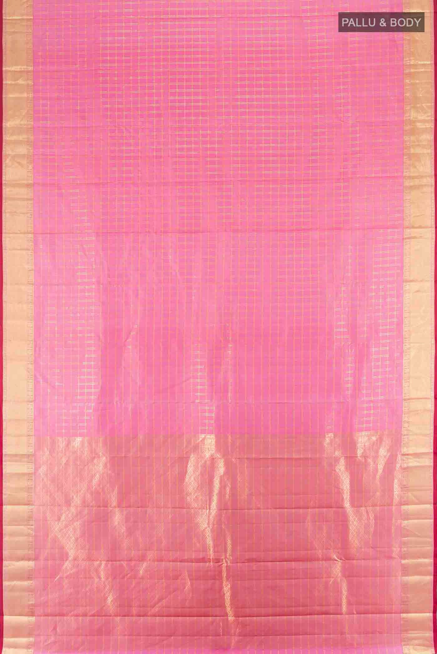 Rose pink Kanchipuram Silk Saree - Image 5