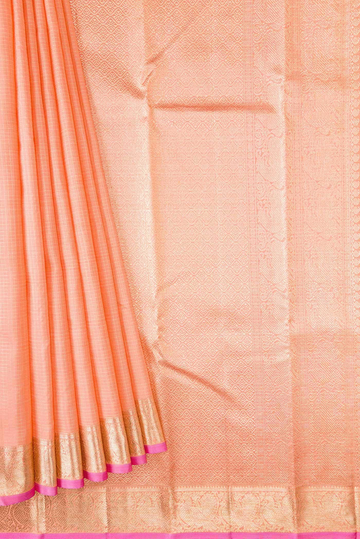 Peach Kanjivaram Silk Saree - Image 2