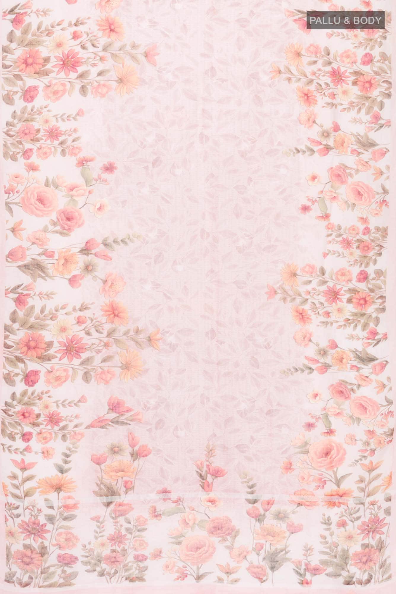 Peach Linen Cotton Saree - Image 2