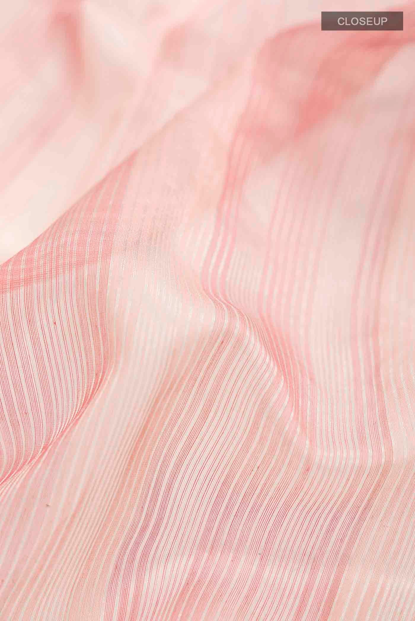 Peach Maheshwari Silk Cotton Saree - Image 2